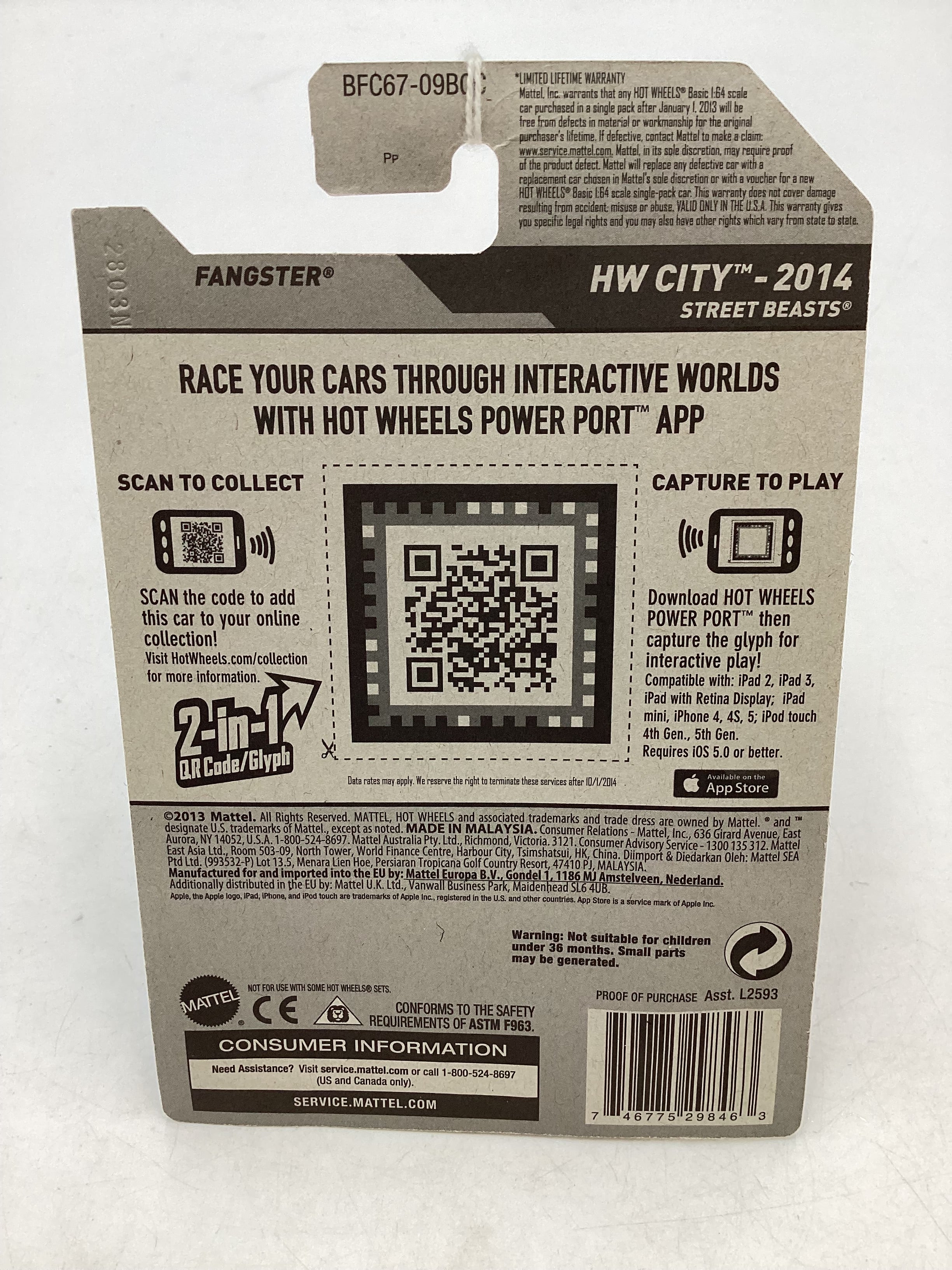 2014 Hot Wheels Treasure Hunt #53 Fangster Blue non smoked wheels 277A - Image 6