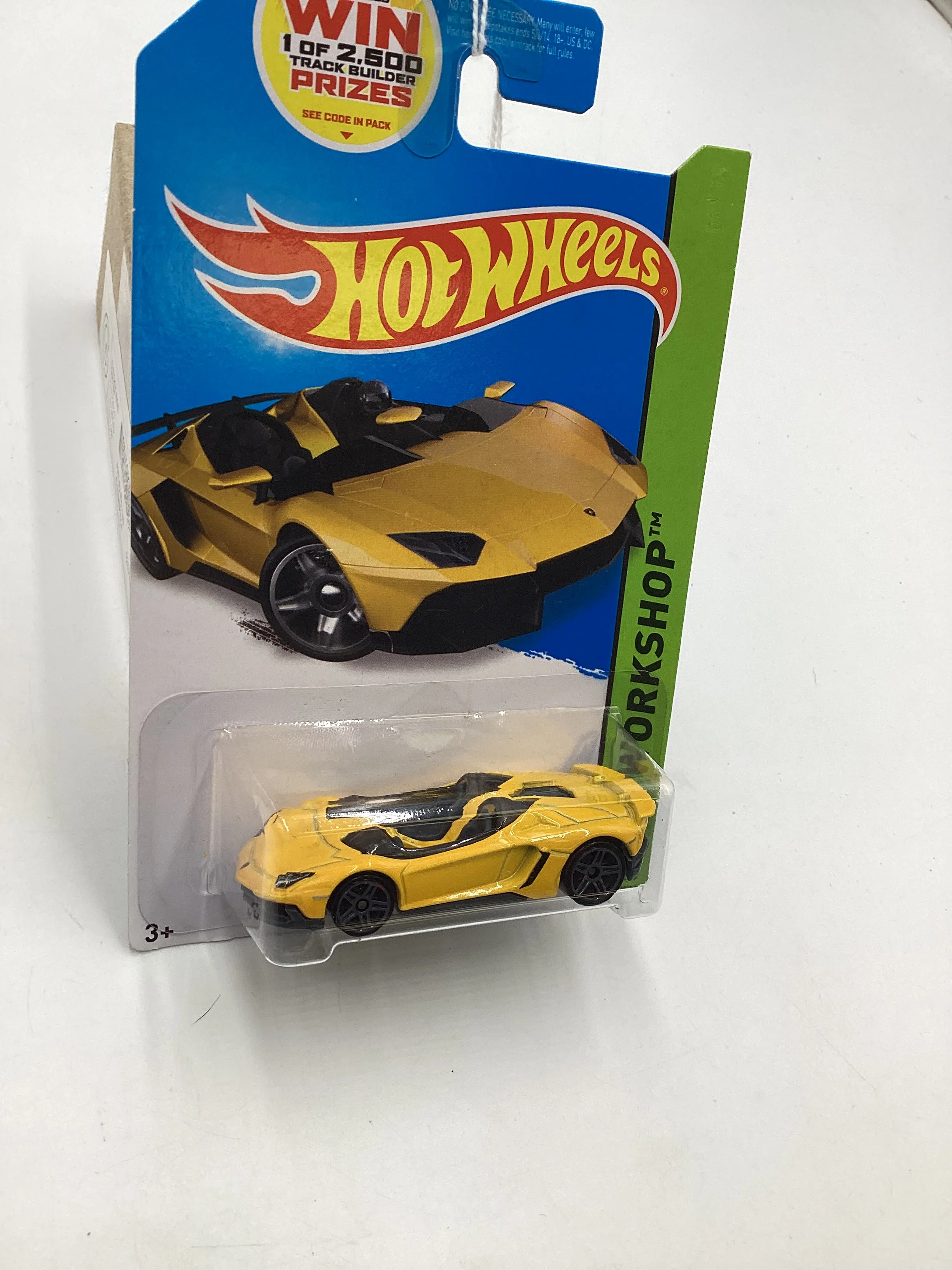 2014 Hot Wheels Workshop #196 *Error* Lamborghini Aventador J Yellow 102C - Image 5