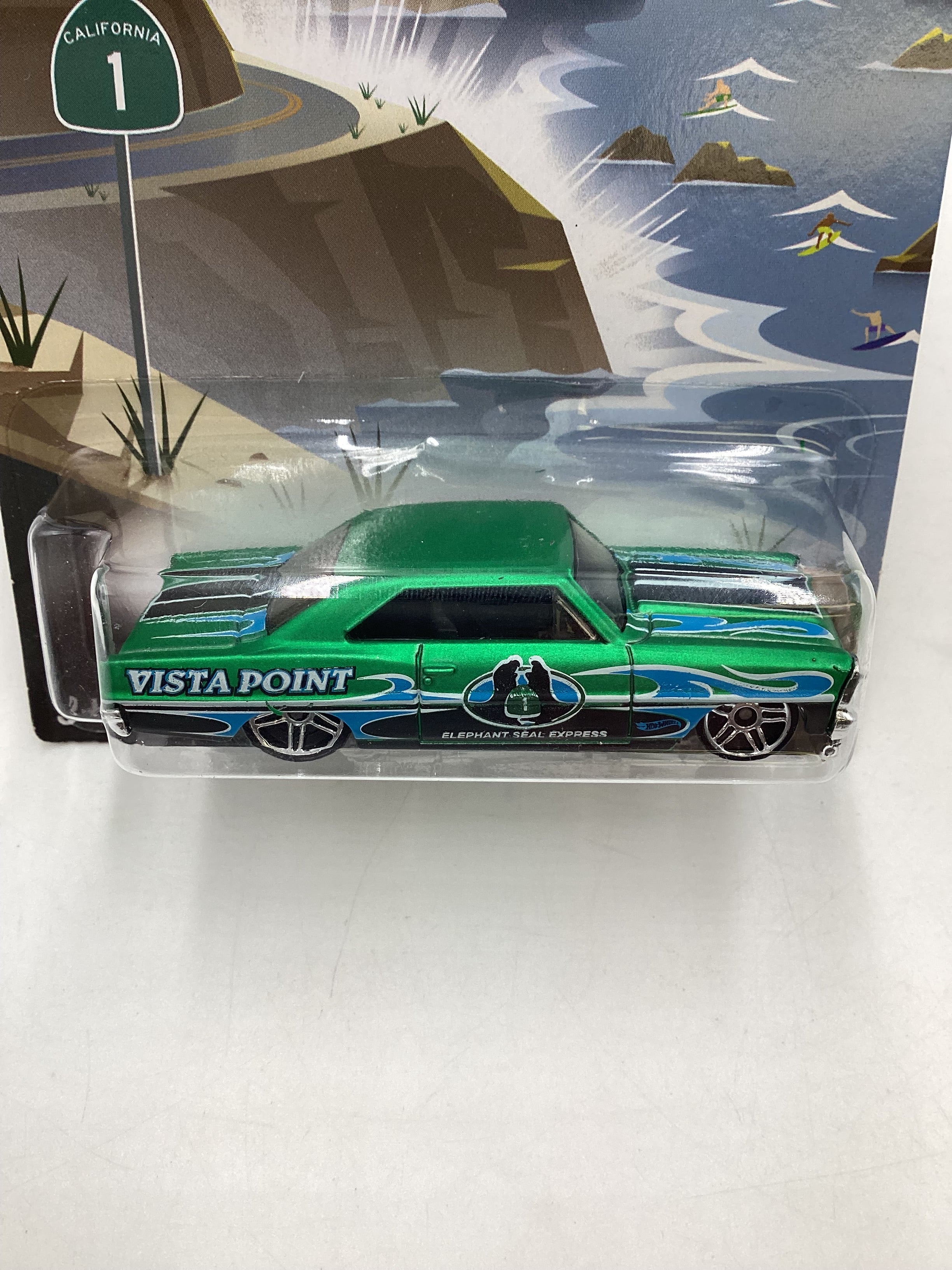 2014 HW Road Trippin #15 66 Chevy Nova Green 161C - Image 3
