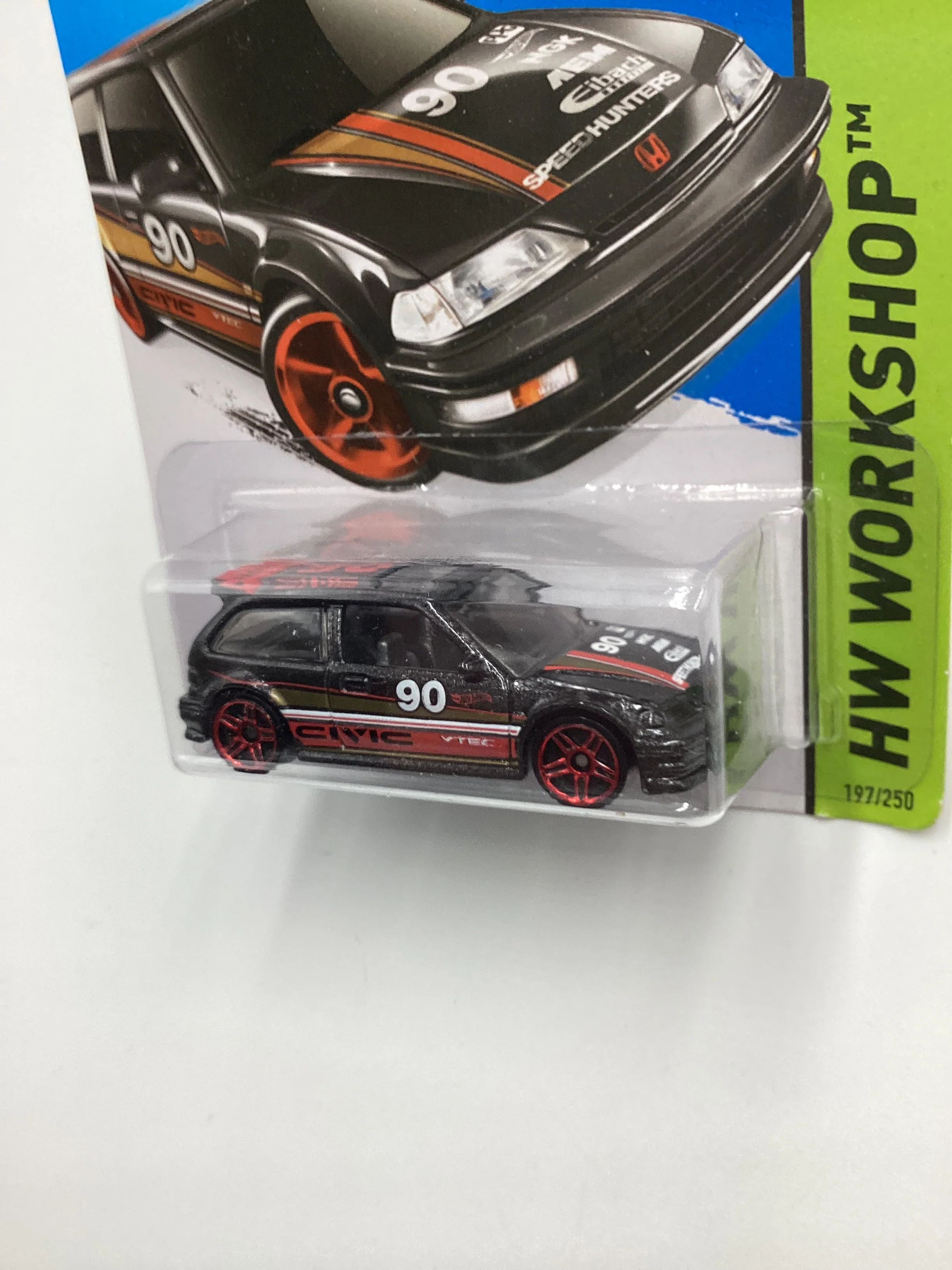 2015 Hot Wheels #197 90 Honda Civic EF Black - Image 4