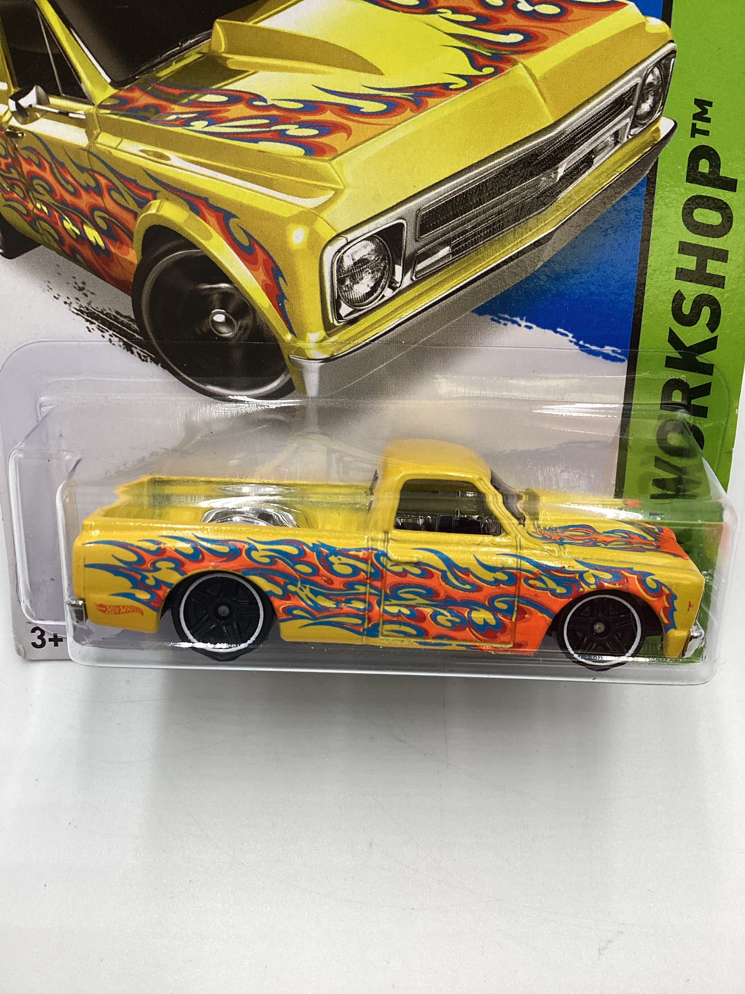 2015 Hot Wheels #208 67 Chevy C10 Yellow 14B - Image 3