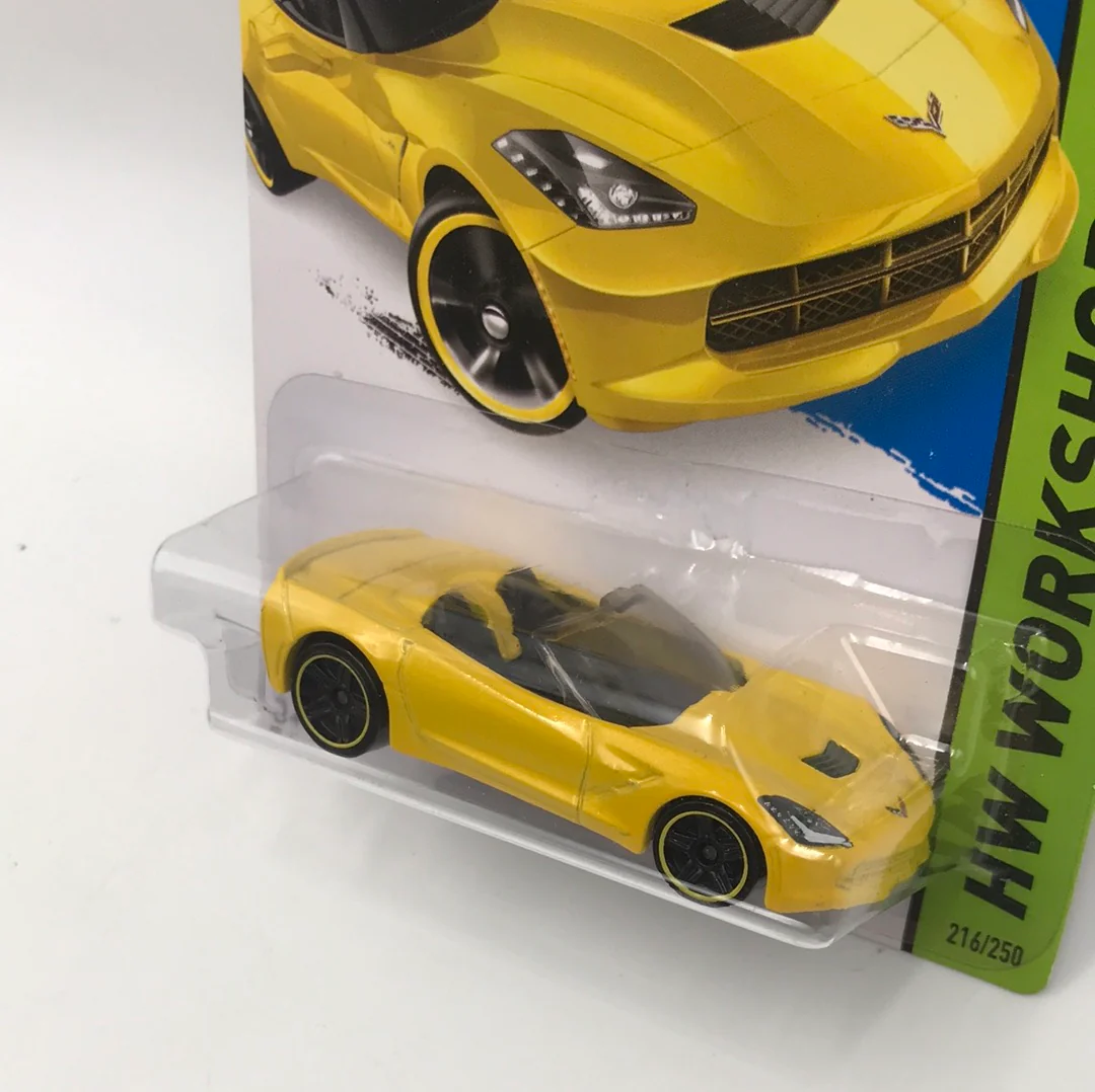 2015 Hot Wheels #216 14 Corvette Stingray yellow HH4 - Image 3