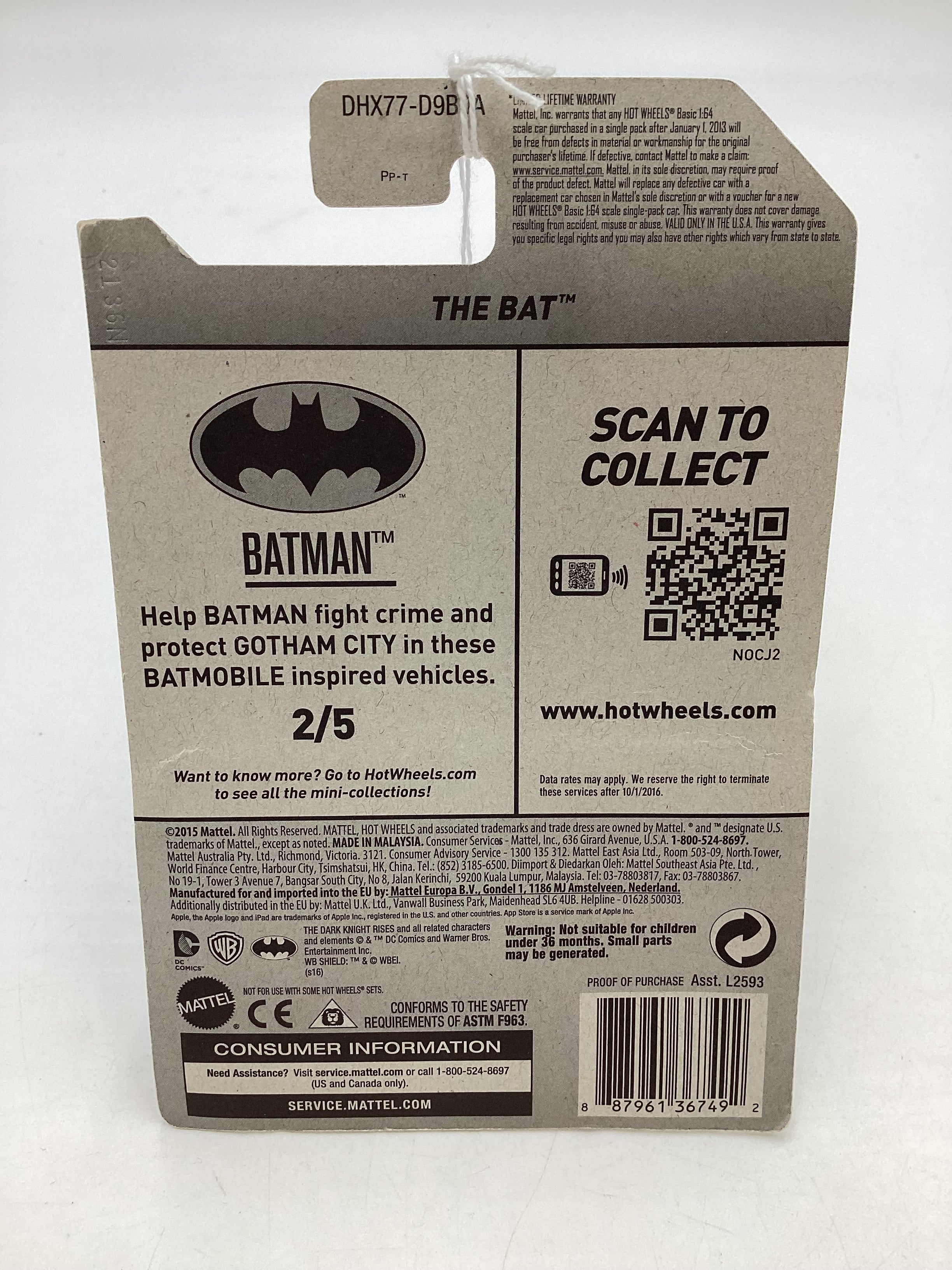 2015 Hot wheels #227 The Bat 122B - Image 7
