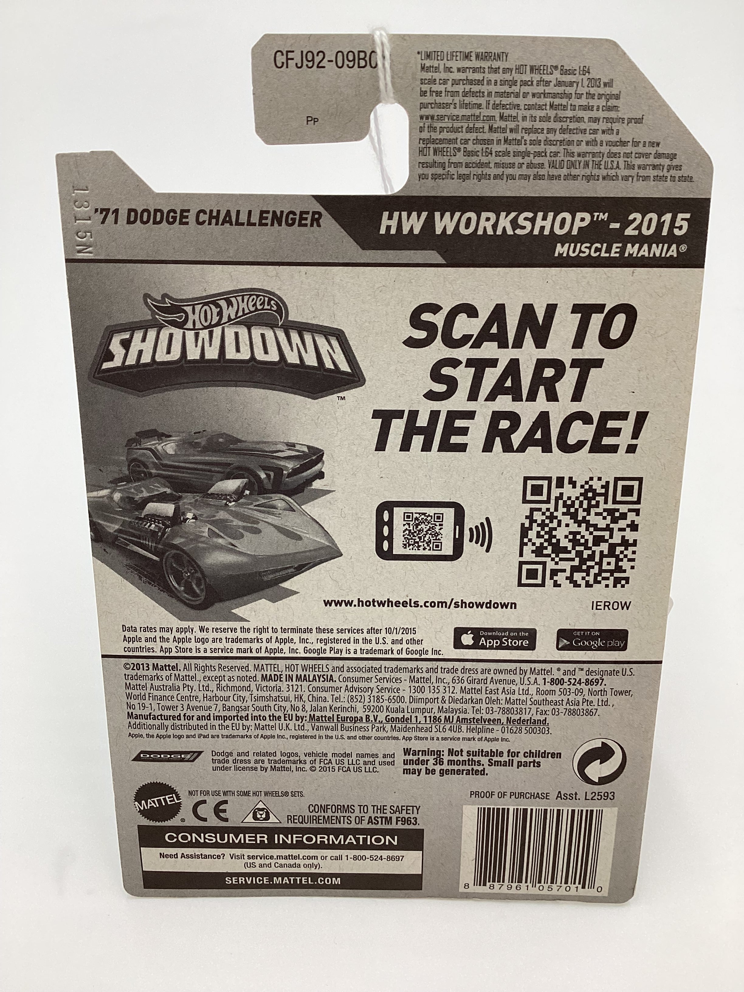 2015 Hot Wheels #227 ZAMAC 013 71 DODGE CHALLENGER 144D - Image 7