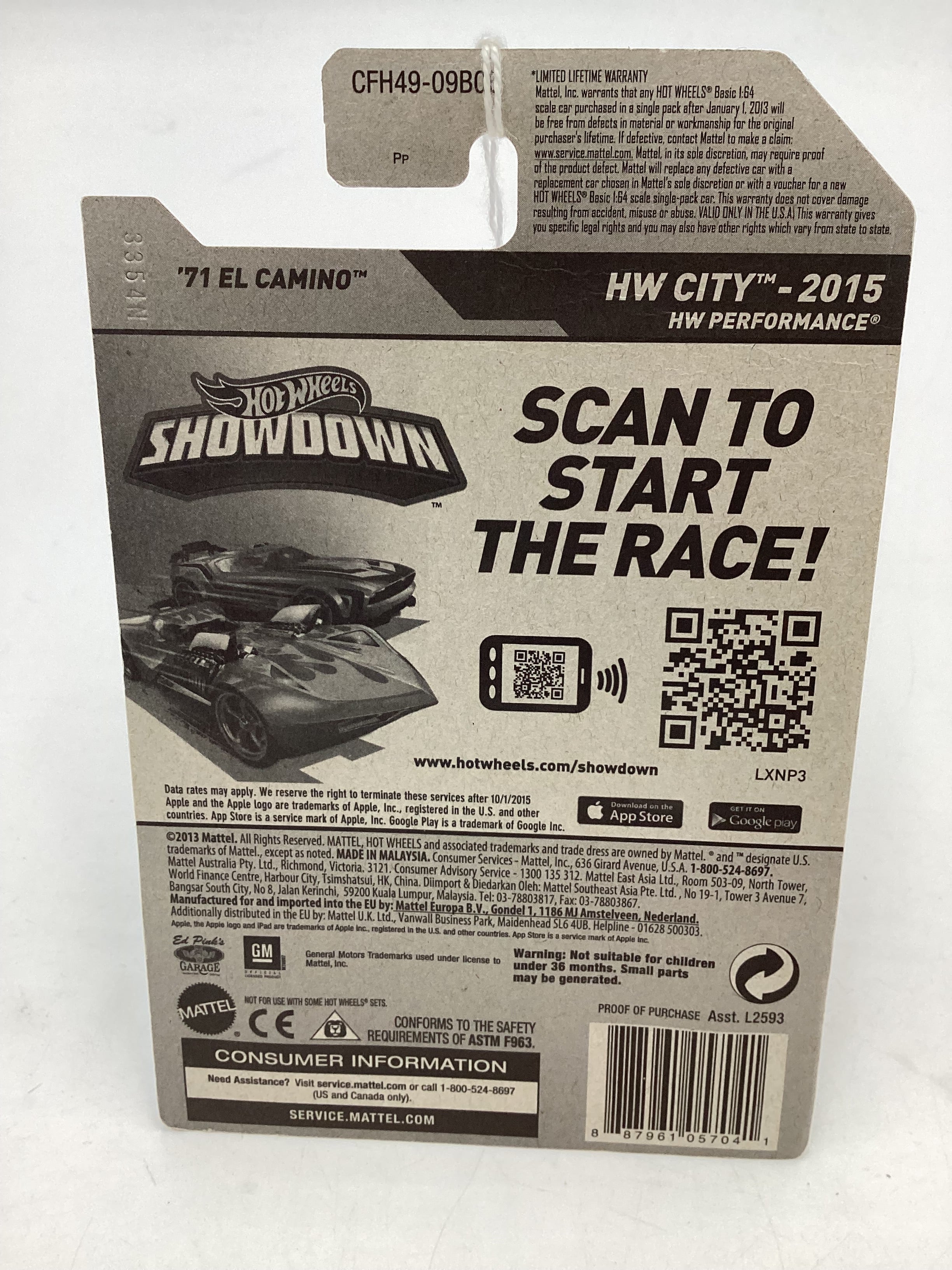 2015 Hot wheels HW City #18 71 El Camino Black 14G - Image 7