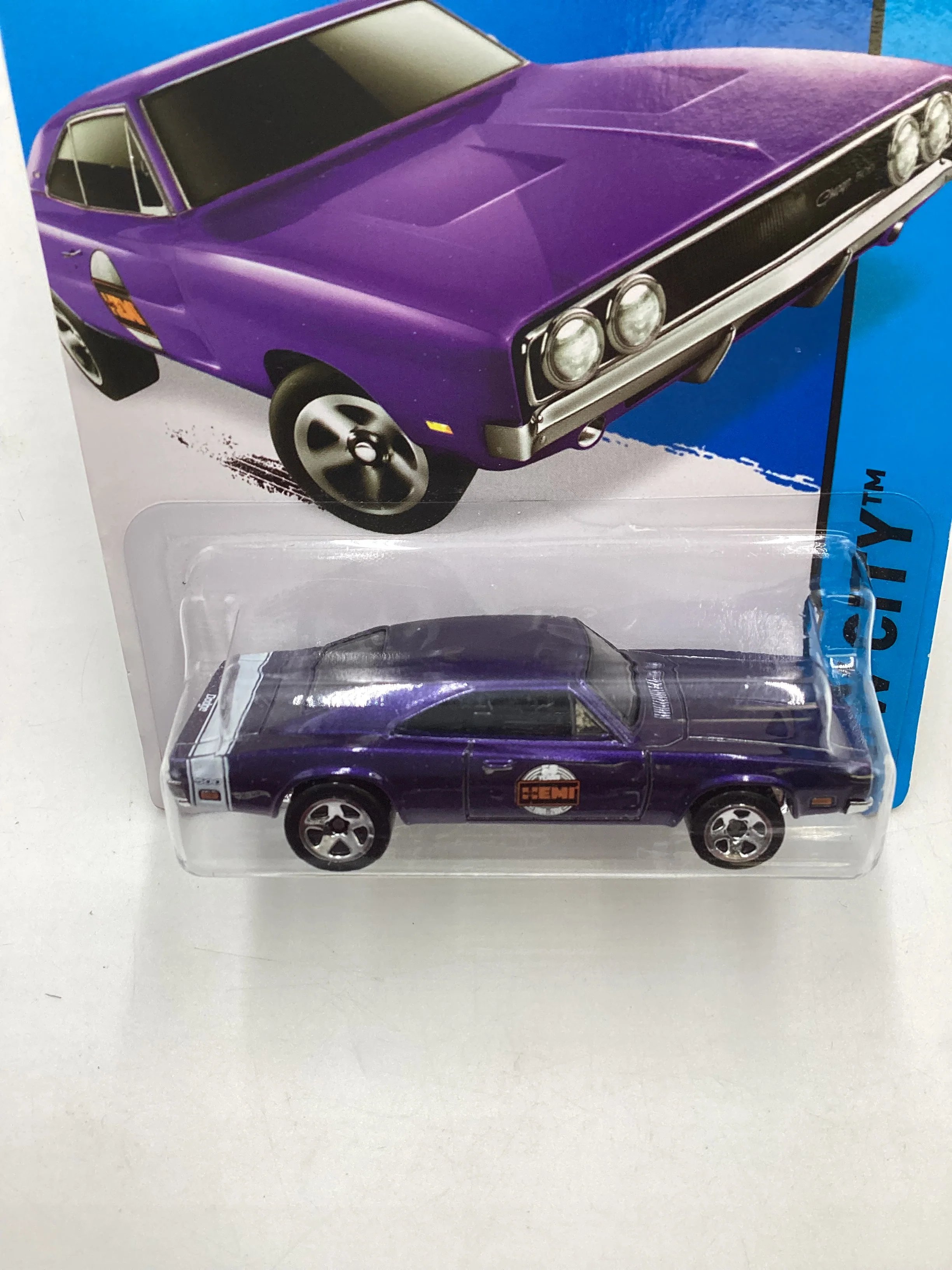 2015 Hot wheels HW City #19 69 Dodge Charger 500 Purple 57F - Image 6