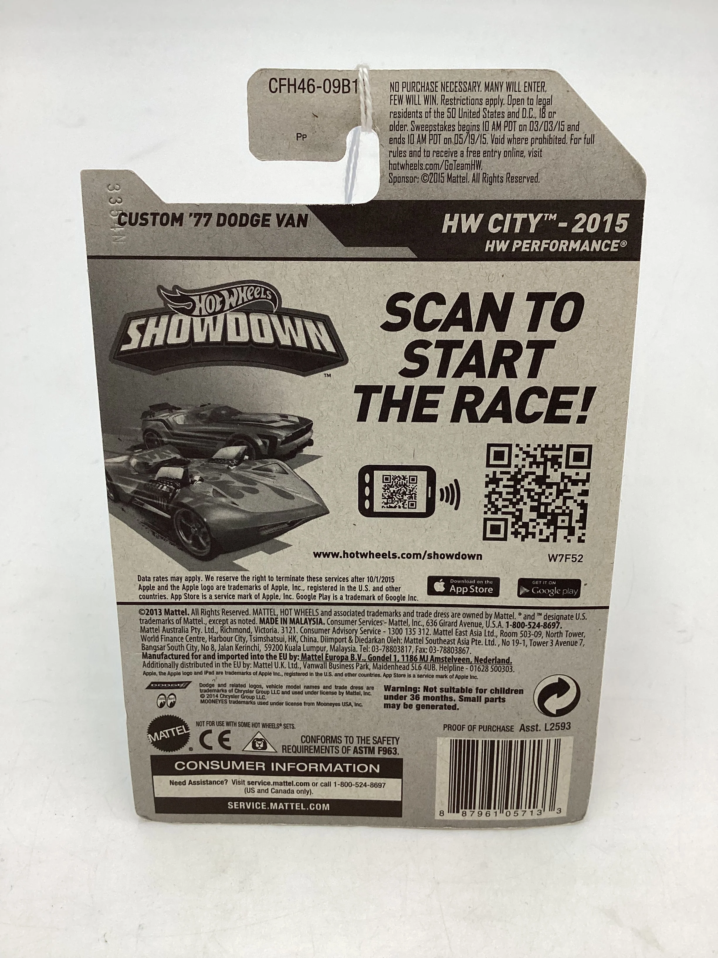 2015 Hot wheels HW City #20 Custom 77 Dodge Van Mooneyes 43D - Image 7