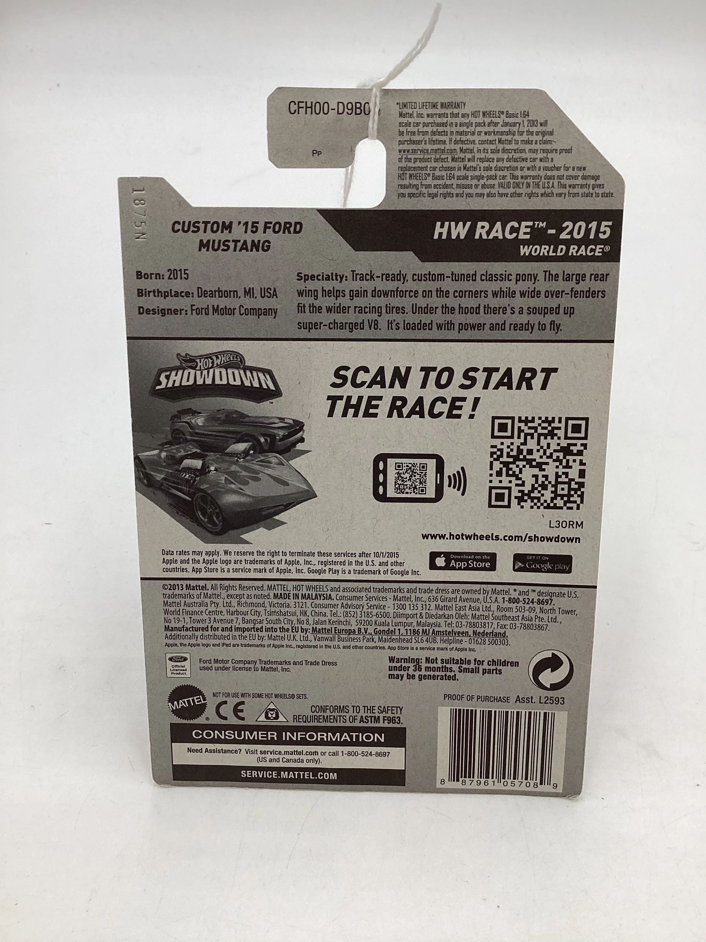 2015 Hot Wheels HW Race #154 Custom 15 Ford Mustang Red 30E - Image 7