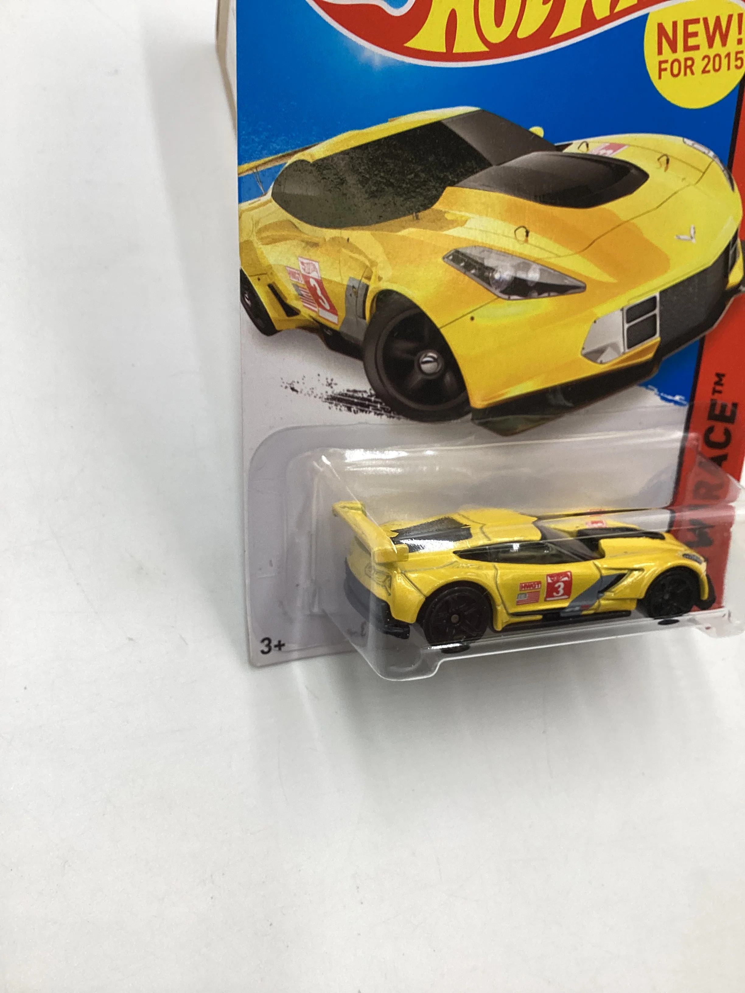 2015 Hot Wheels HW Race #155 Corvette C7.R Yellow 5A - Image 4