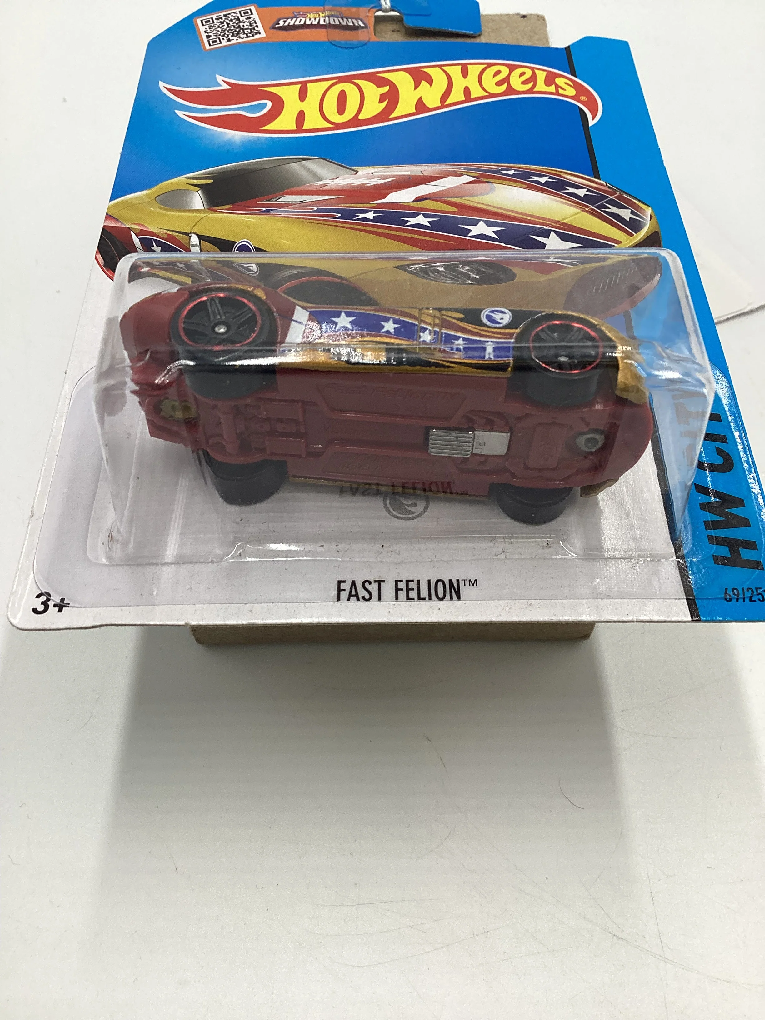 2015 Hot Wheels Treasure Hunt #69 Fast Felion Gold International Card 276C - Image 7