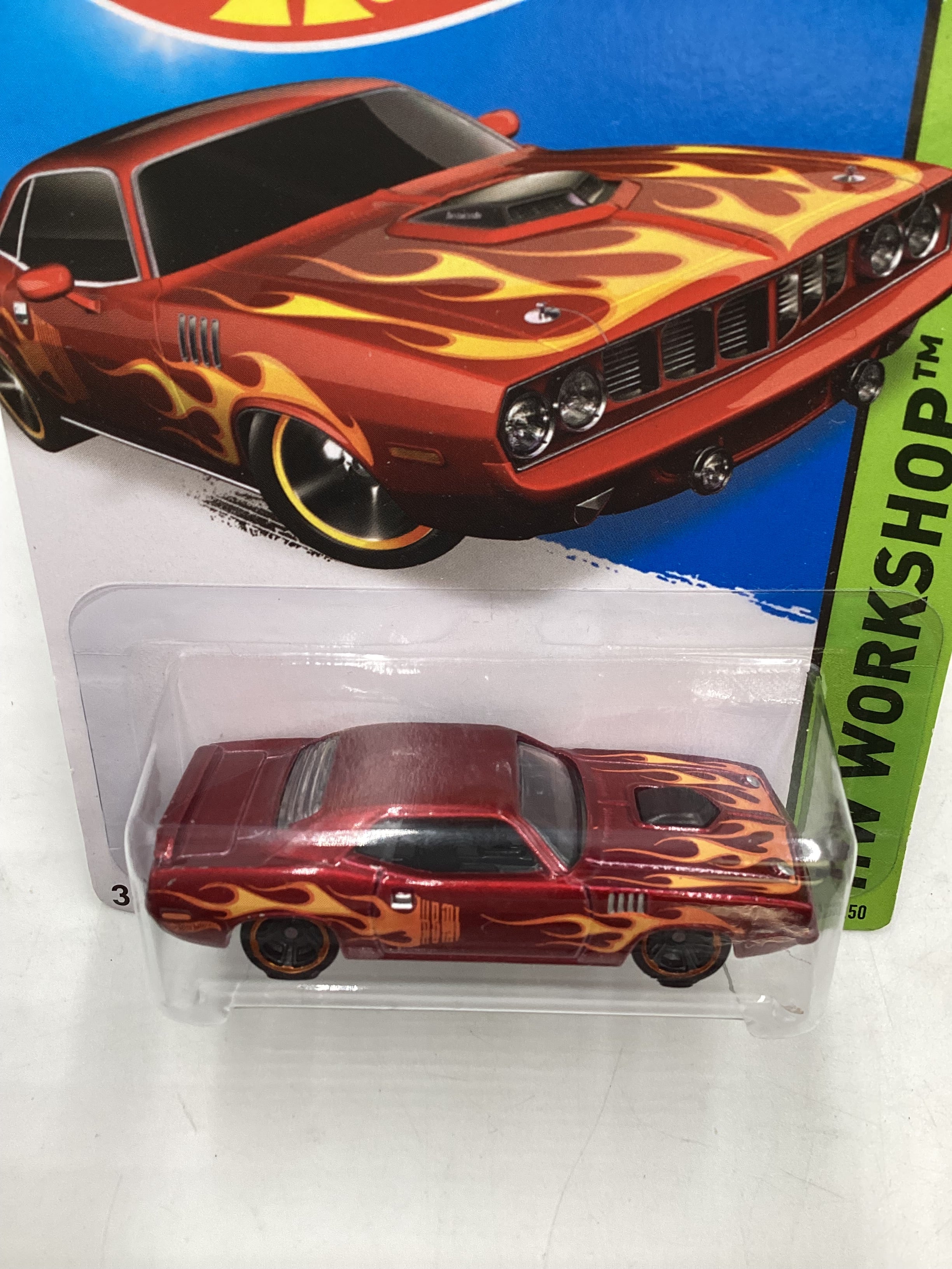 2015 Hot Wheels Workshop #210 71 Hemi Cuda Red 55C - Image 6