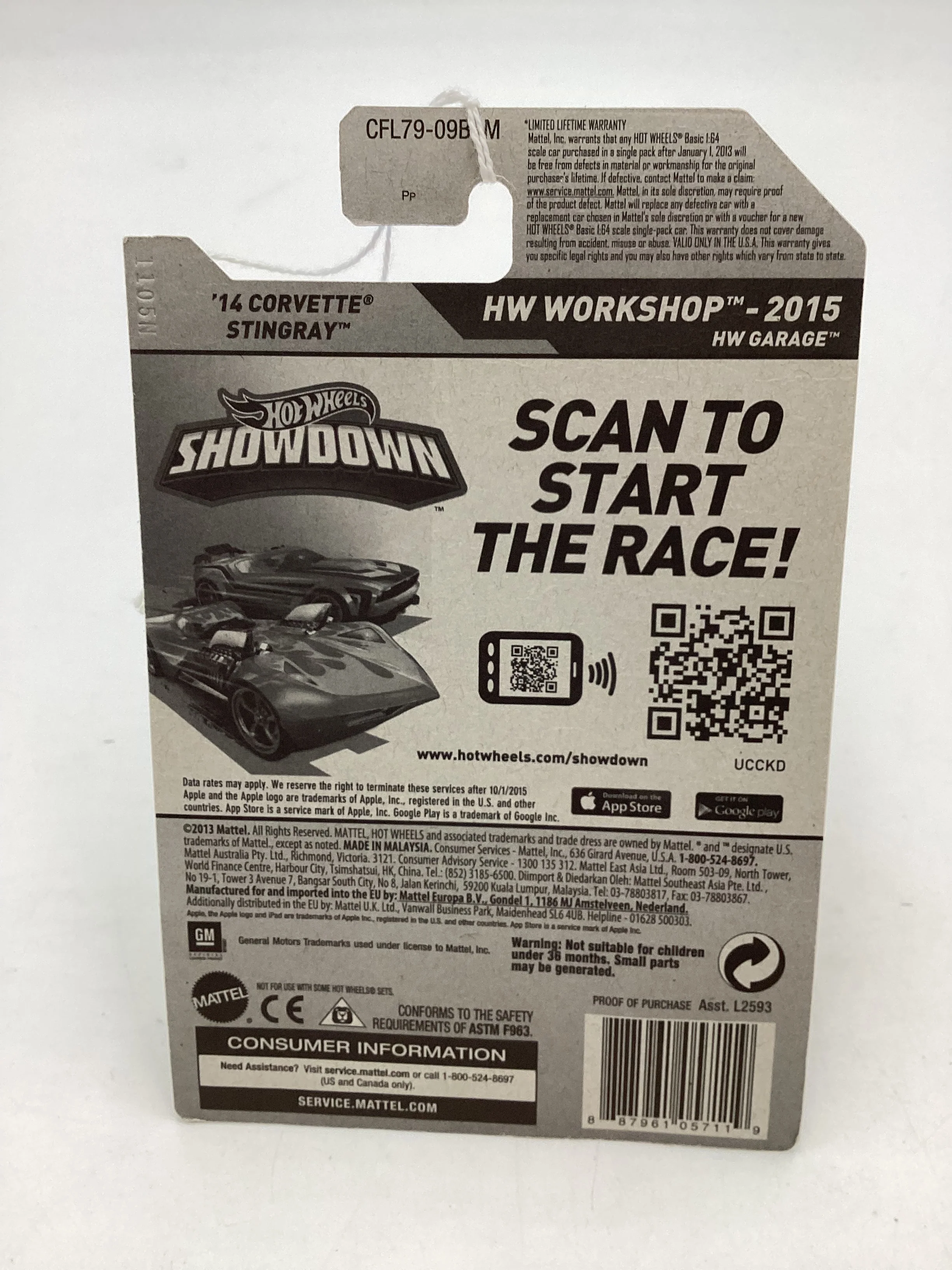2015 Hot Wheels Workshop #216 14 Corvette Stingray Yellow 4B - Image 7