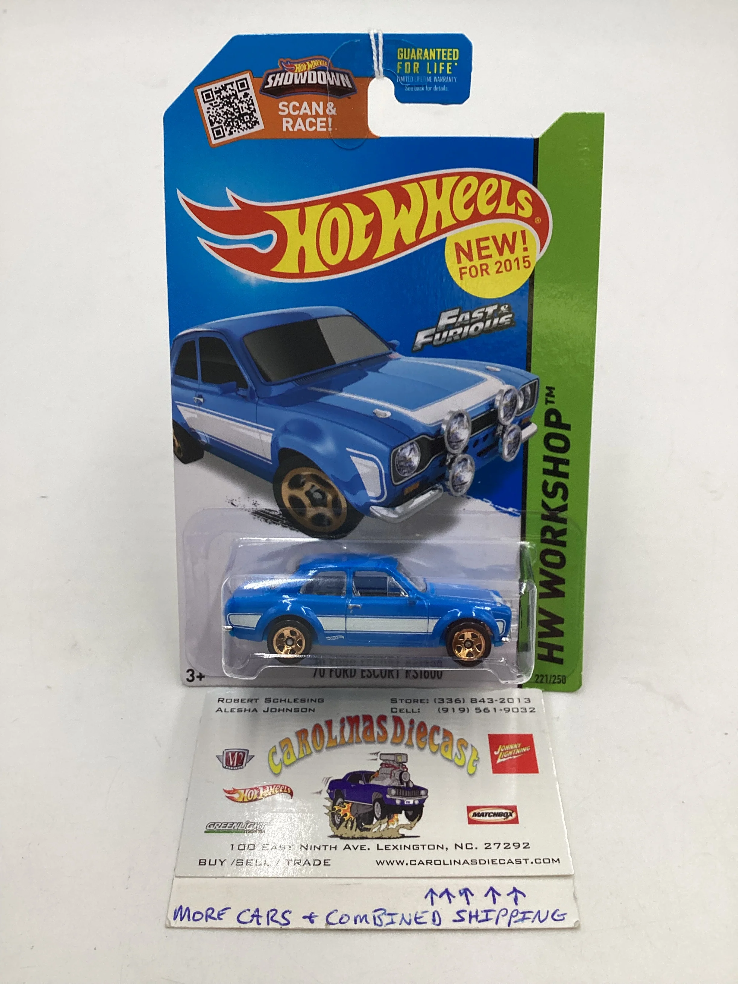 2015 Hot Wheels Workshop #221 70 Ford Escort RS 1600 F&F 70A