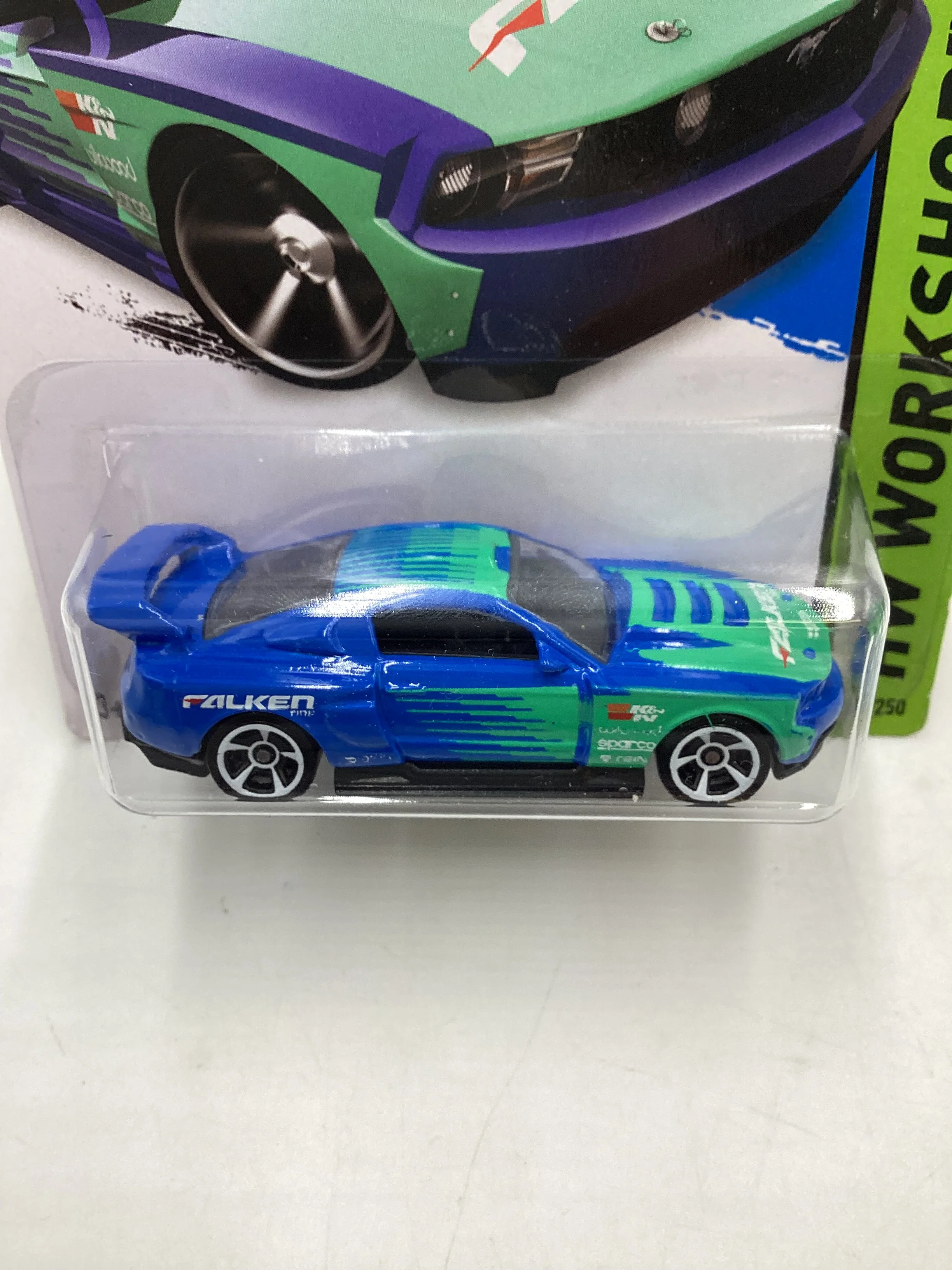 2015 Hot wheels Workshop #240 Custom 12 Ford Mustang Falken Blue 20A - Image 3
