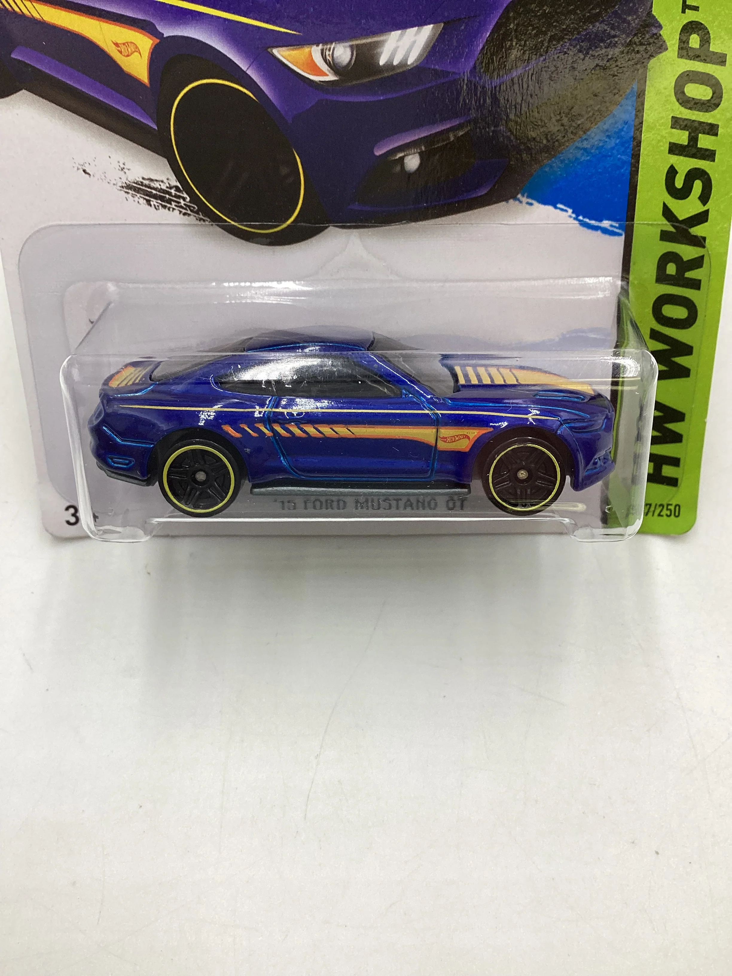 2015 Hot Wheels Workshop #247 15 Ford Mustang GT Blue 31D - Image 3