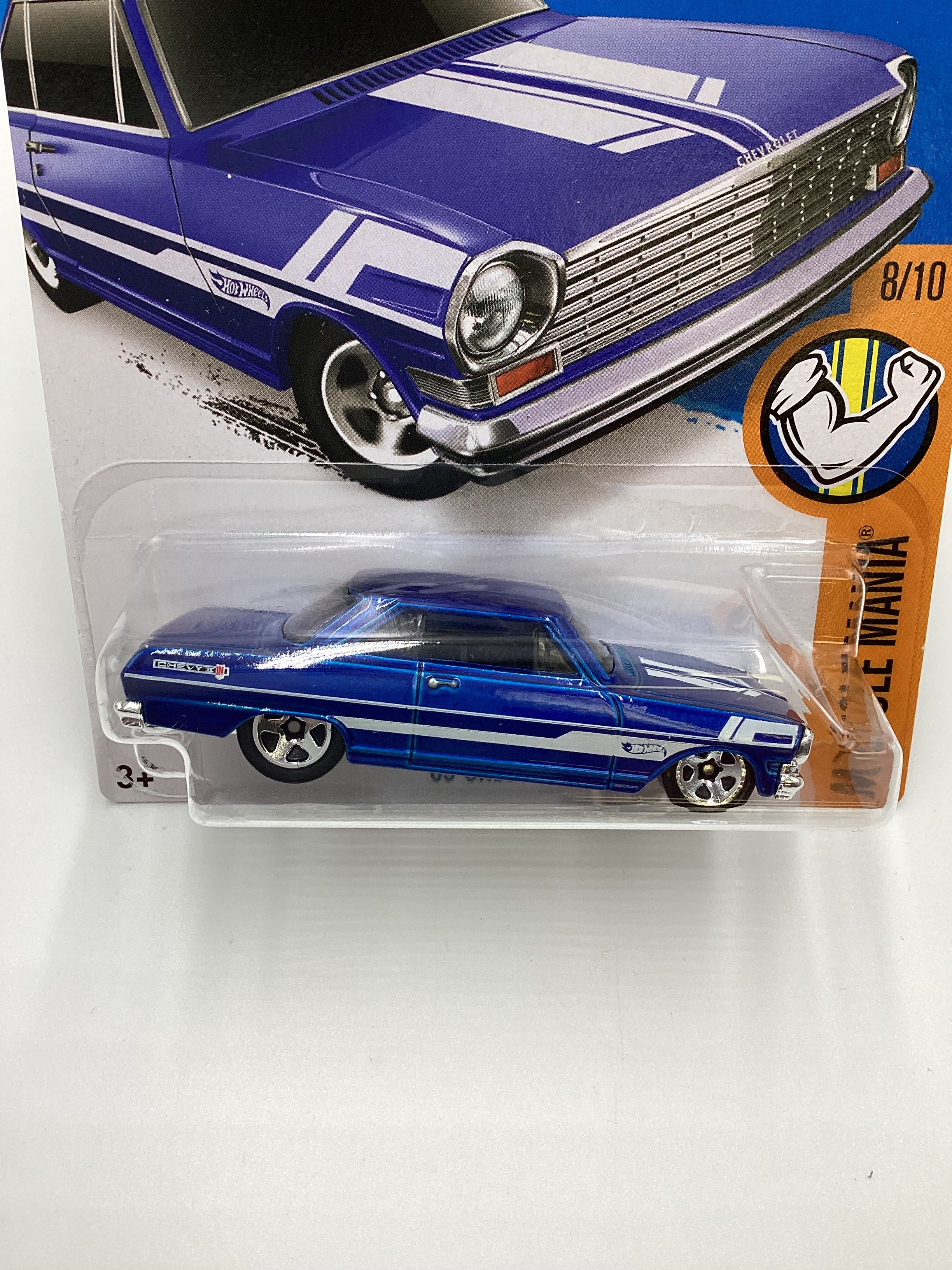 2016 Hot wheels #128 63 Chevy II Blue 15G - Image 3