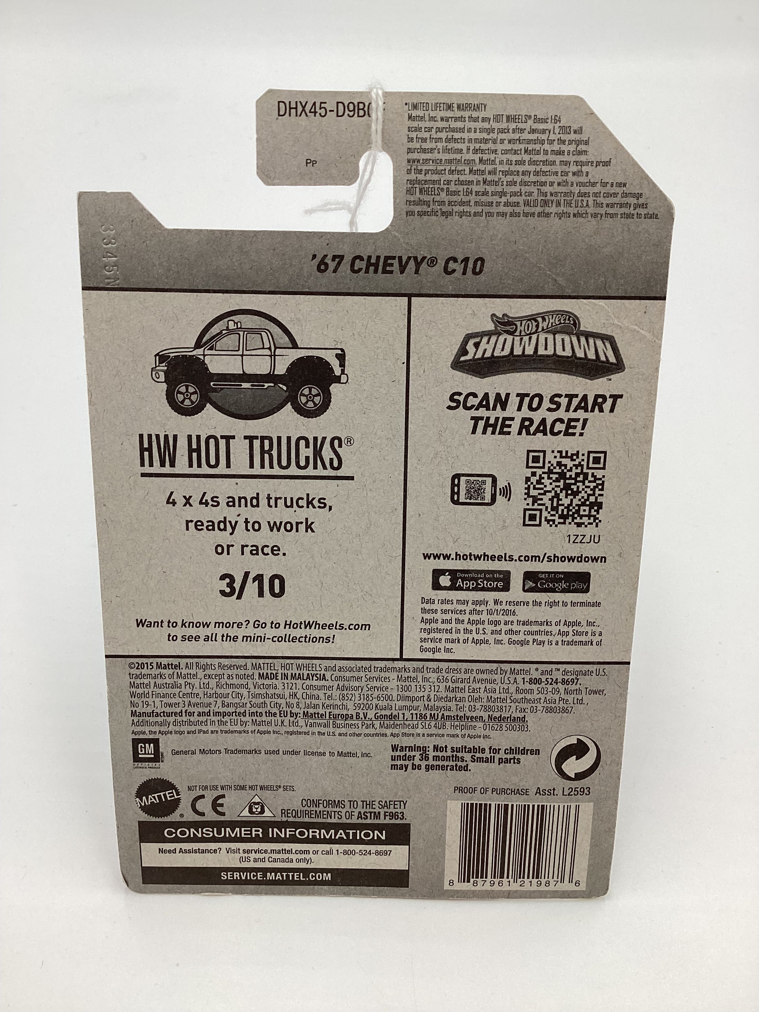 2016 Hot wheels #143 67 Chevy C10 Blue 8D - Image 7