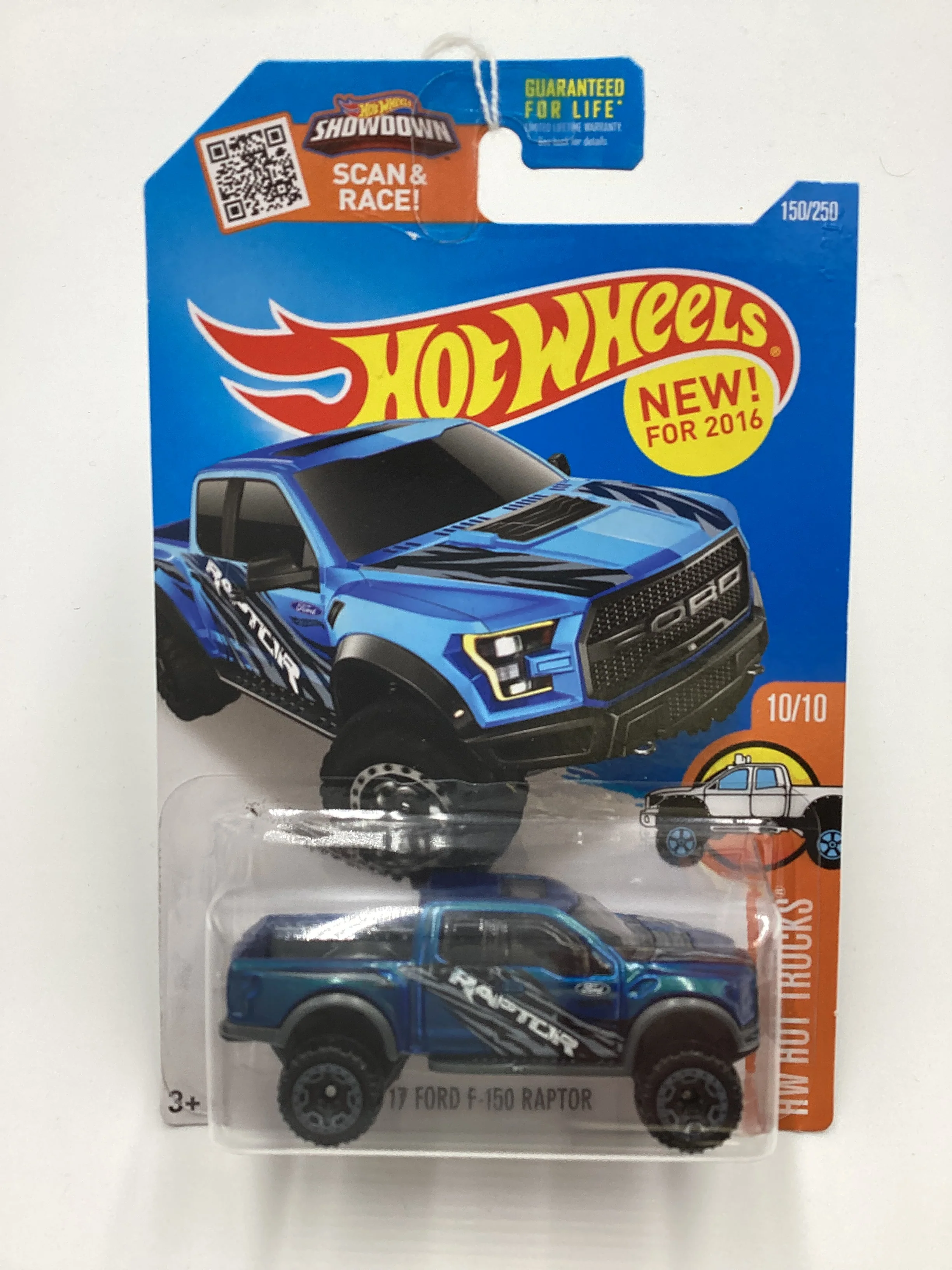 2016 Hot Wheels #150 17 Ford F-150 Raptor Blue 31A - Image 2