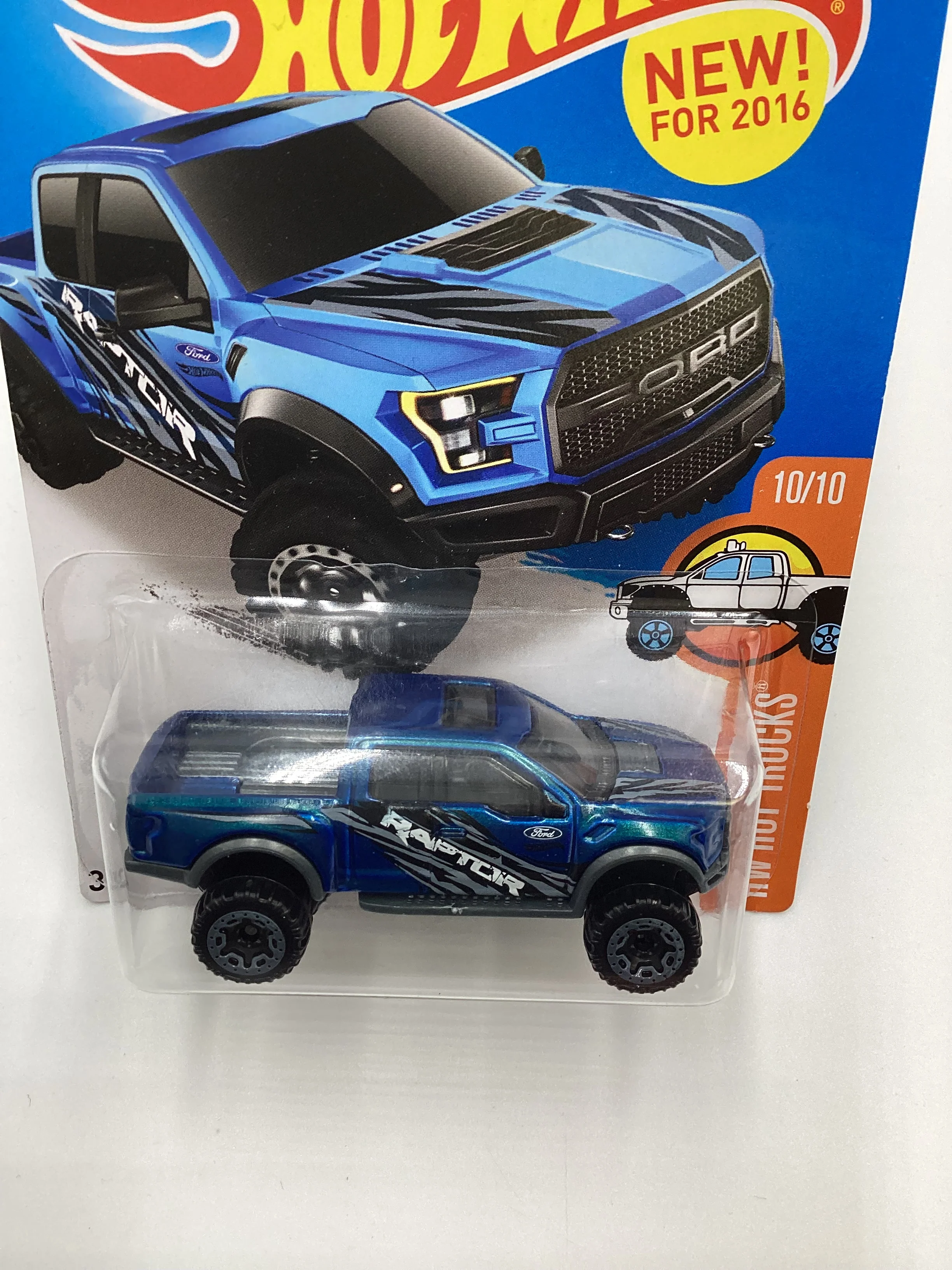 2016 Hot Wheels #150 17 Ford F-150 Raptor Blue 31A - Image 6