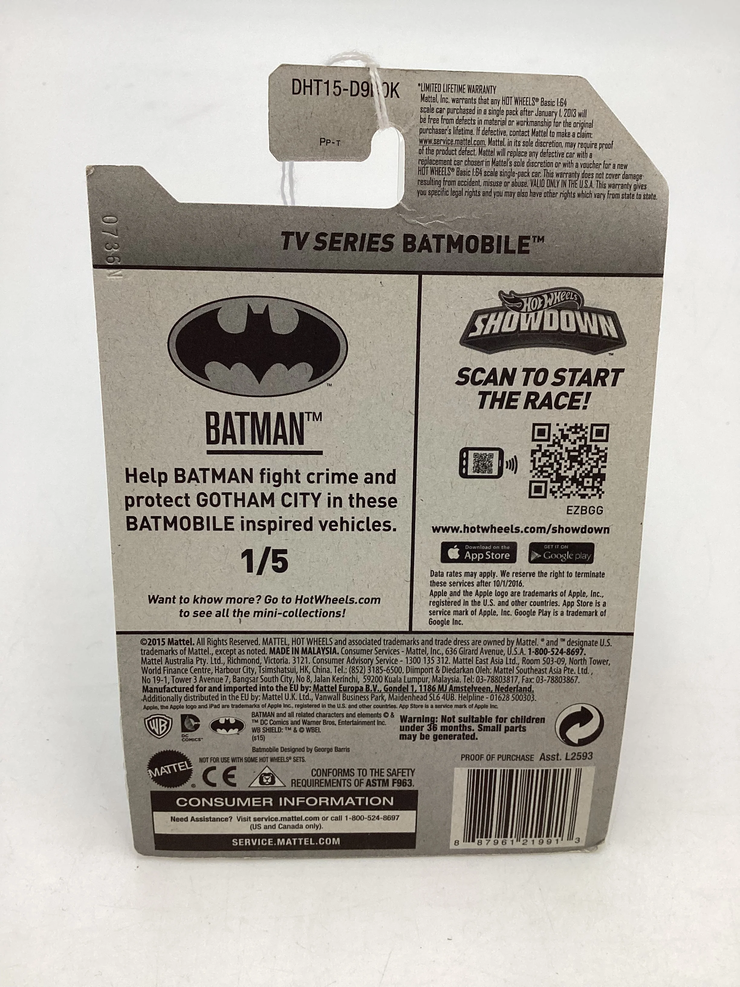 2016 Hot Wheels #226 TV Series Batmobile 119E - Image 7