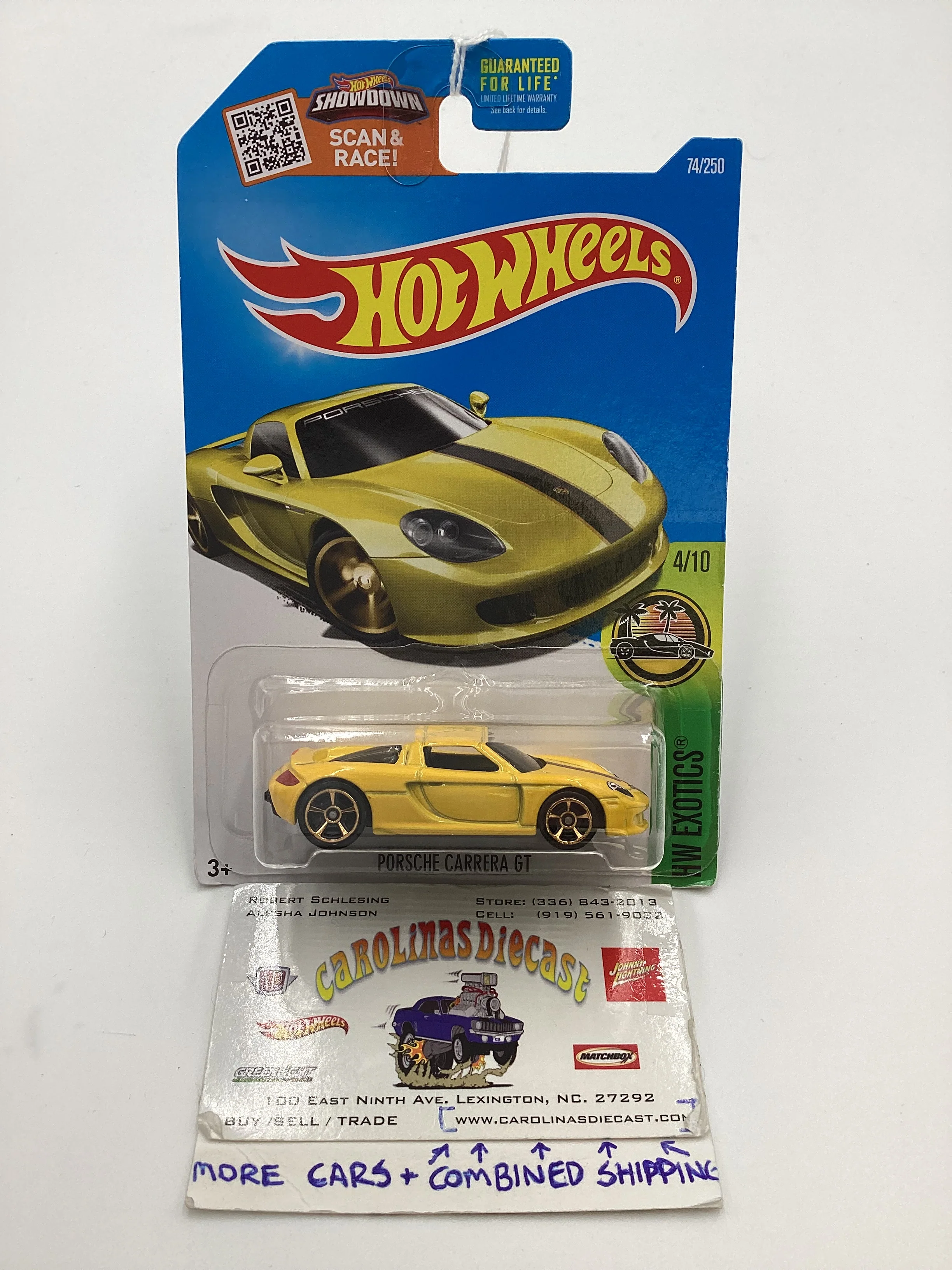 2016 Hot Wheels #74 Porsche Carrera GT Yellow 99C