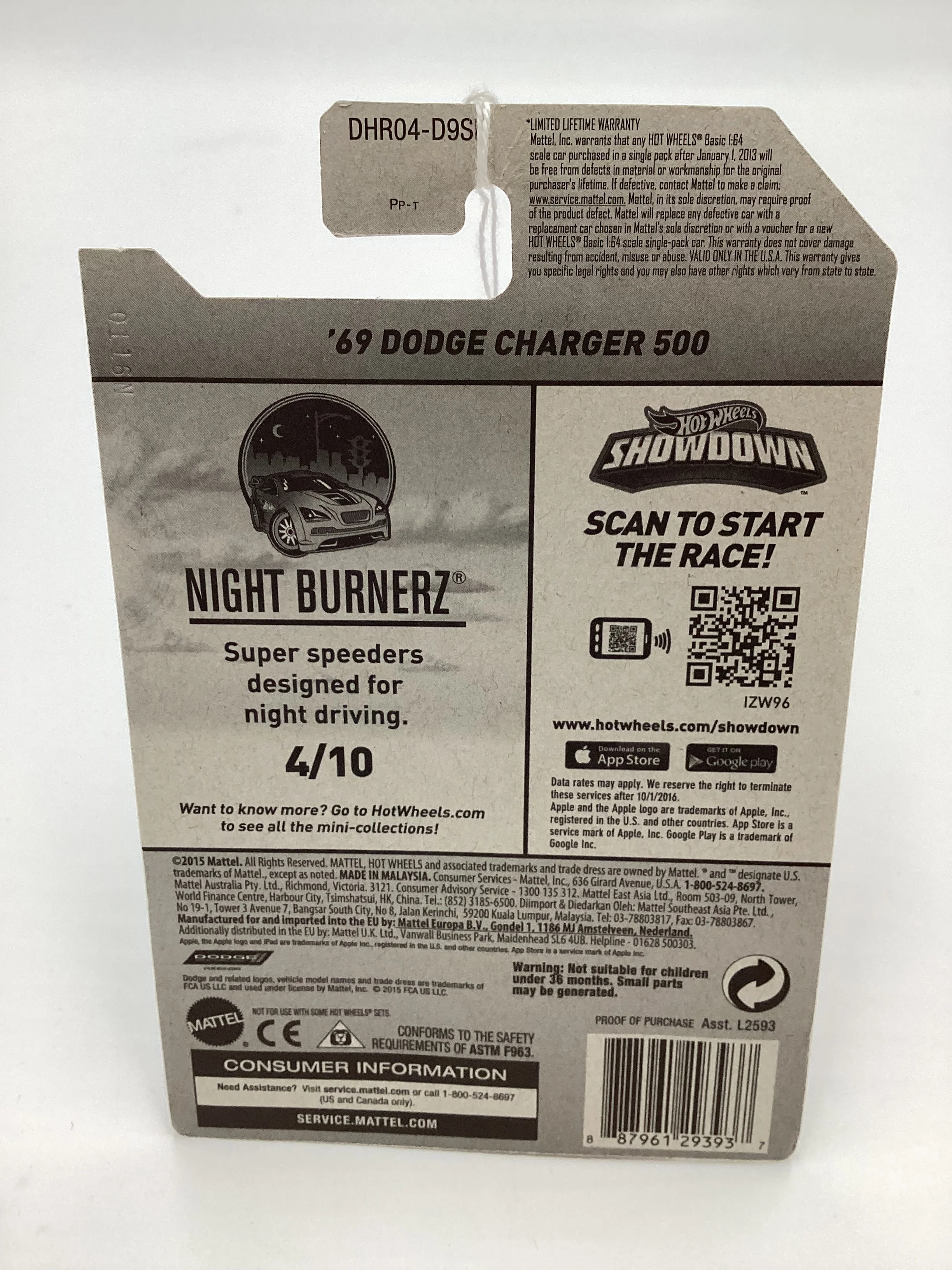 2016 Hot Wheels #84 69 DODGE CHARGER 500 Red Target Spring Card - Image 7
