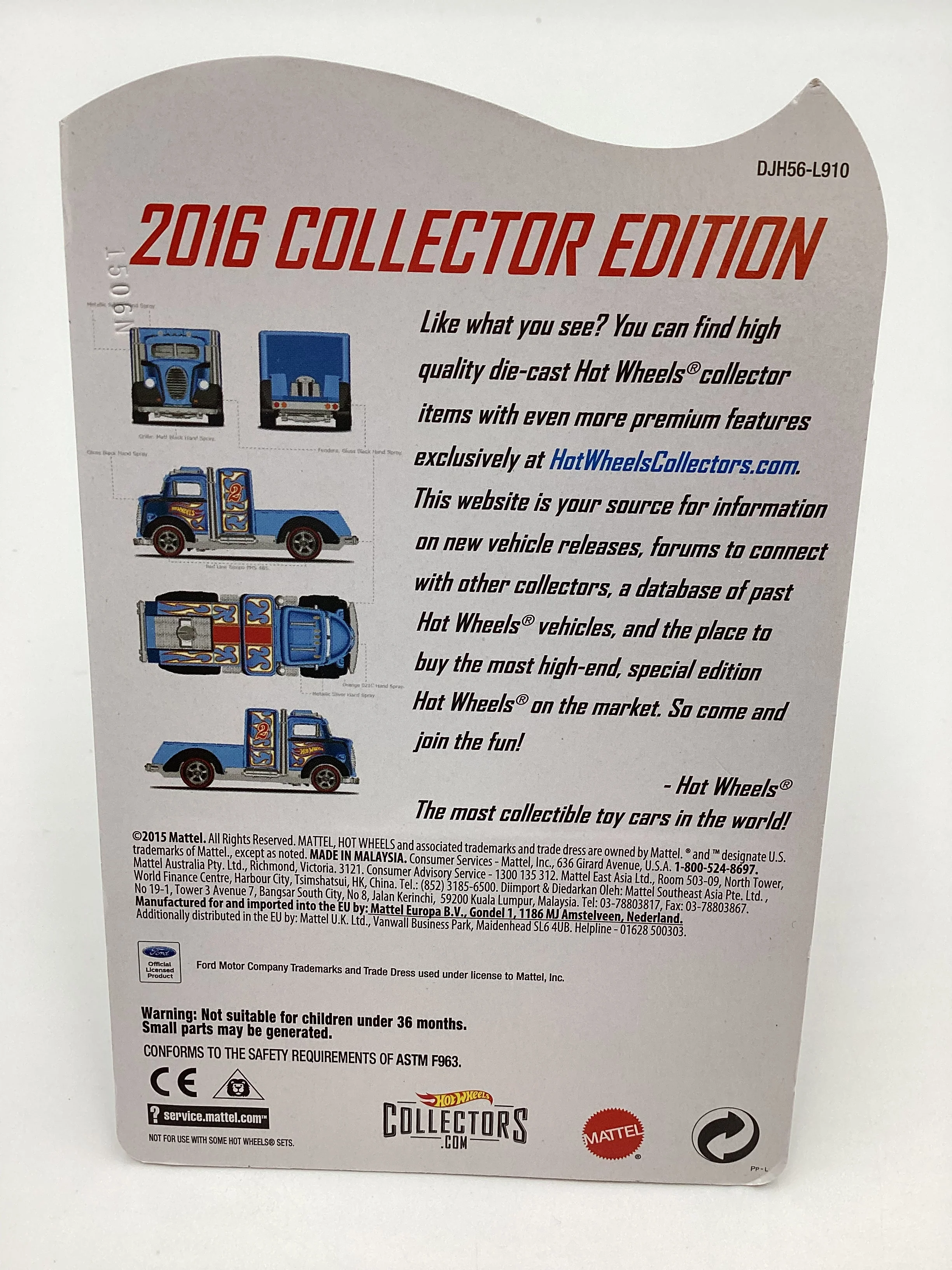 2016 Hot Wheels Collectors Edition mail in #2 Custom 38 Ford C.O.E  Blue with protector - Image 7