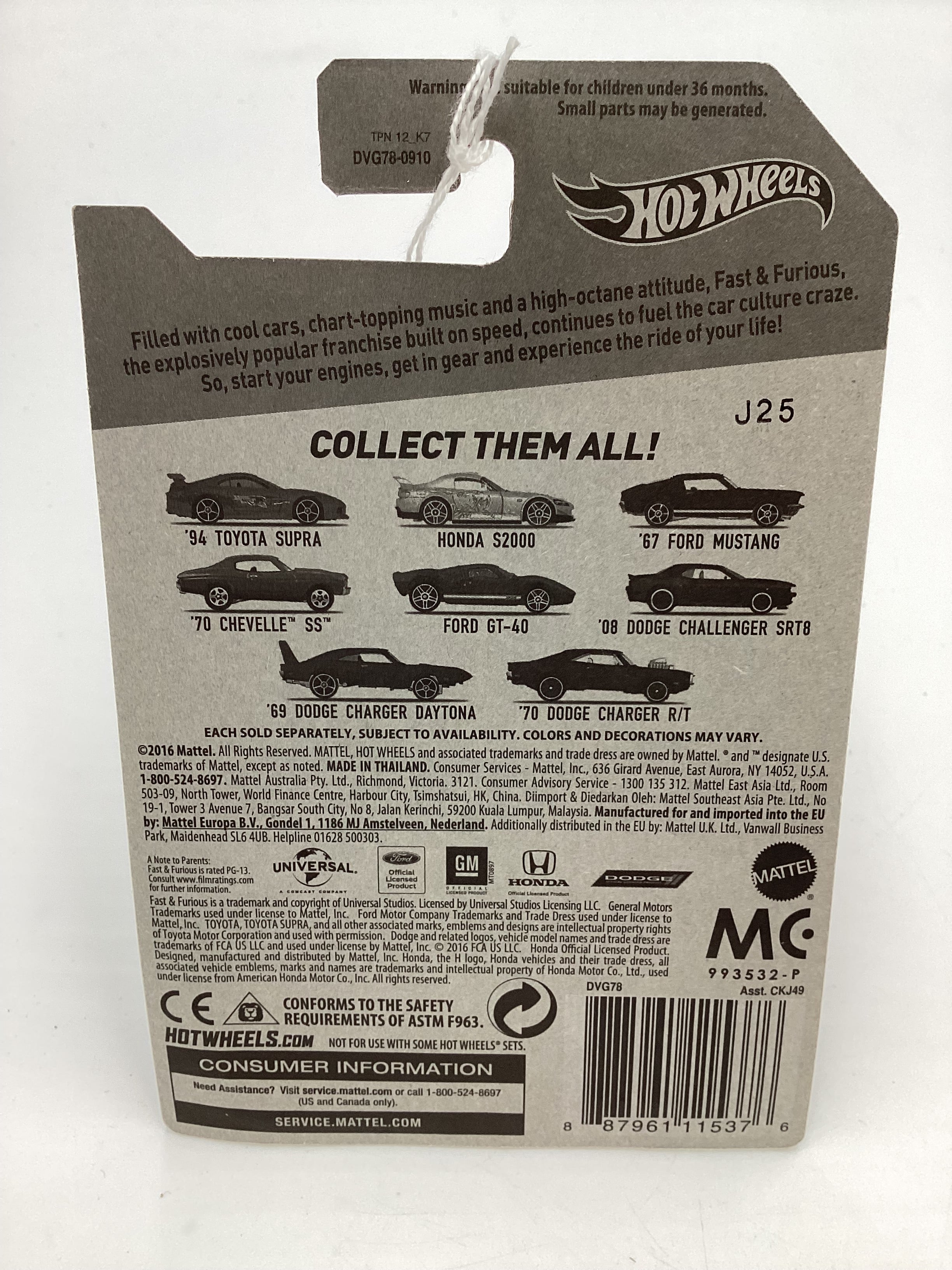 2016 Hot Wheels Fast and Furious 6 #6 08 Dodge Challenger SRT8 Black 70H - Image 6