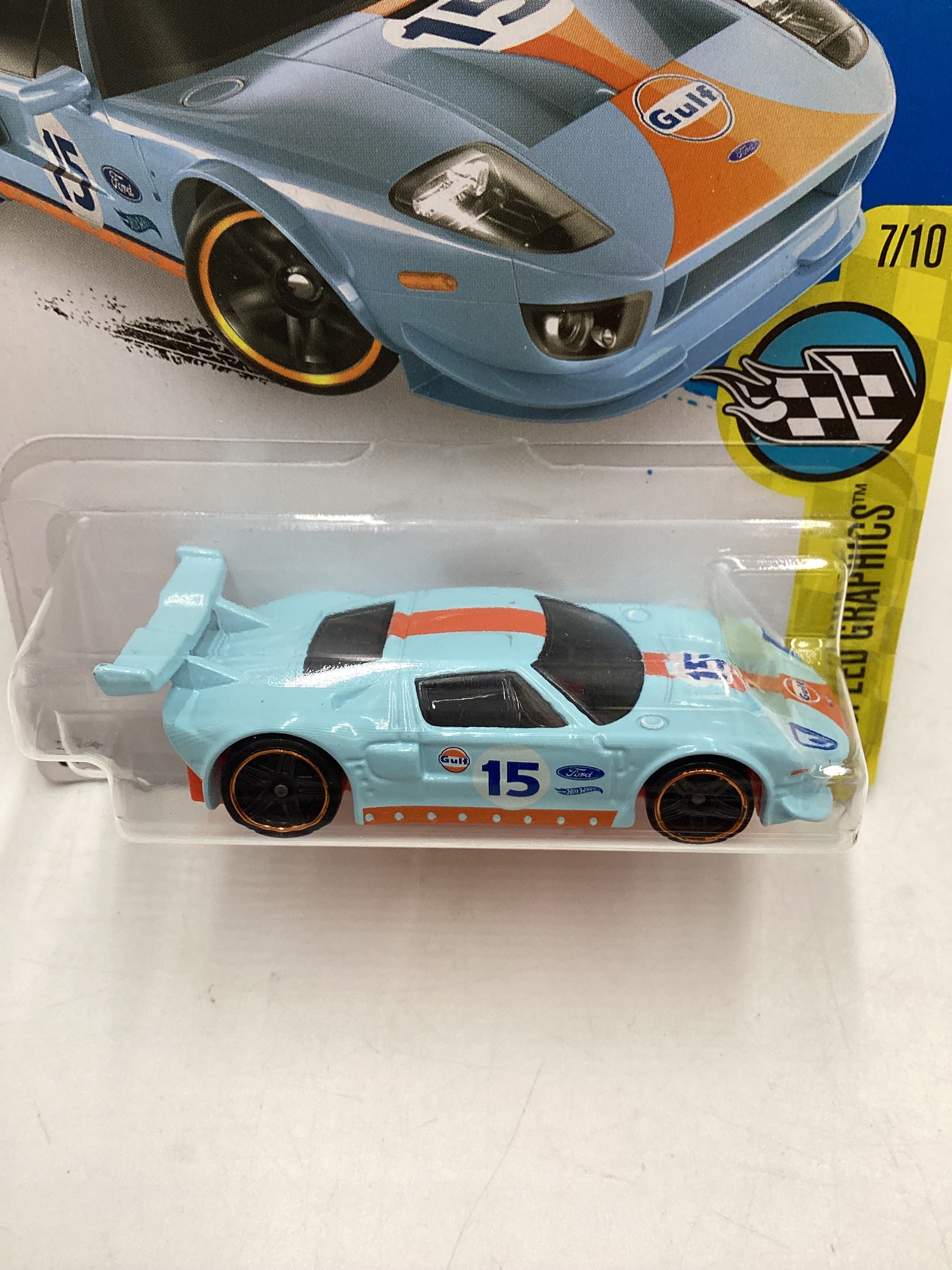 2016 Hot wheels Speed Graphics #182 Ford GT Gulf Blue 22C - Image 3