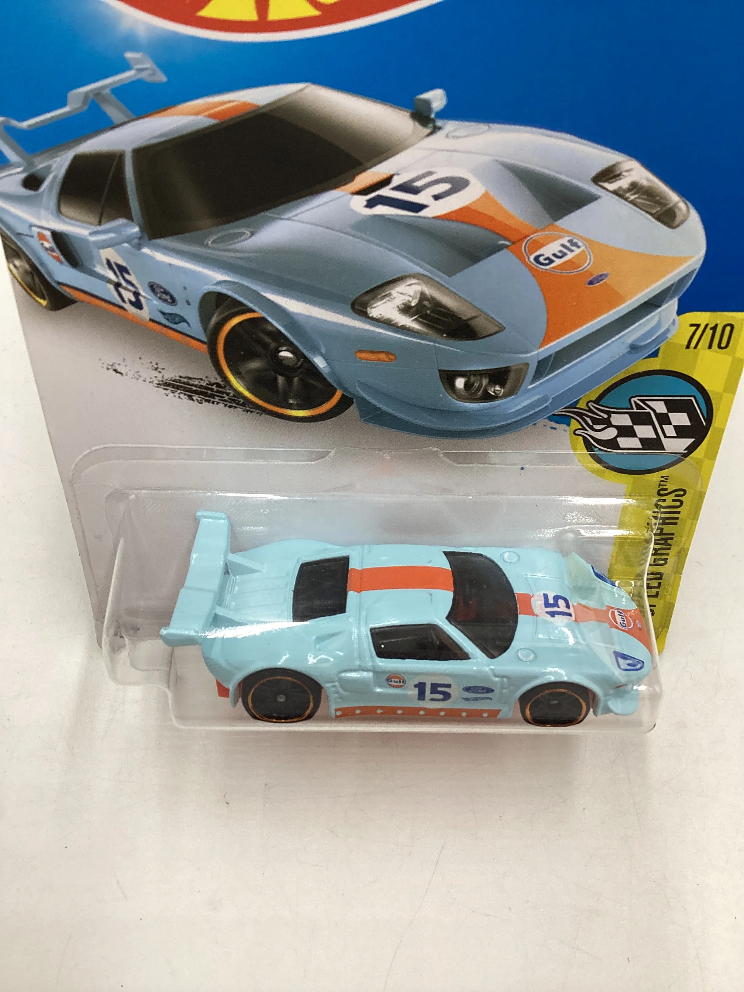 2016 Hot wheels Speed Graphics #182 Ford GT Gulf Blue 22C - Image 6