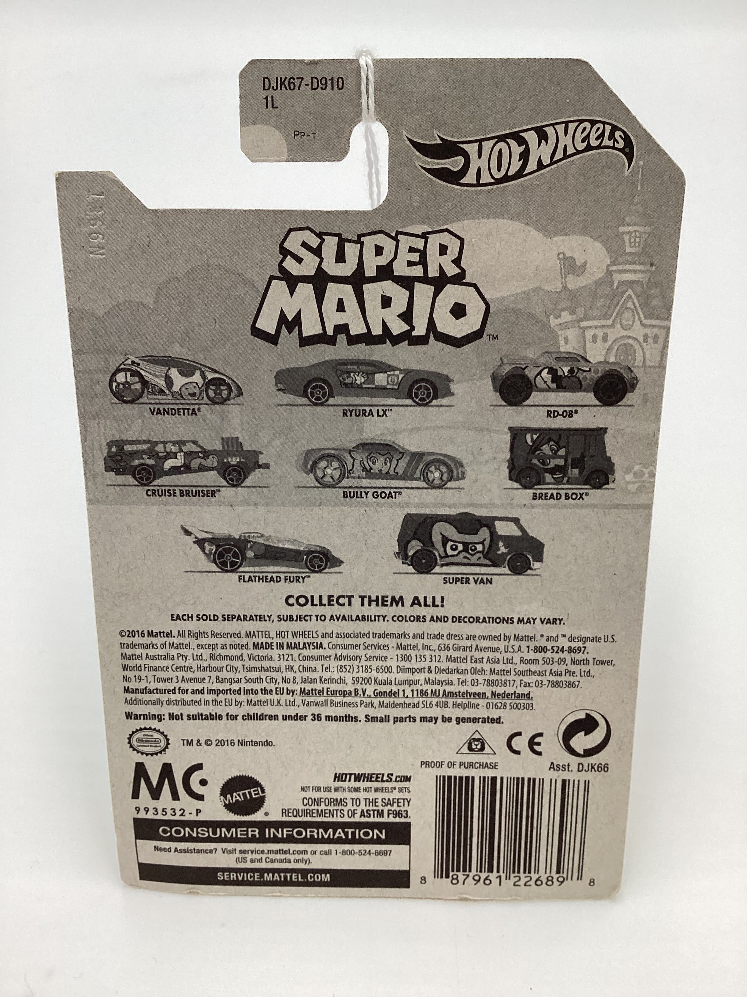 2016 Hot Wheels Super Mario #5 Bully Goat Yellow Princess Peach 157A - Image 7