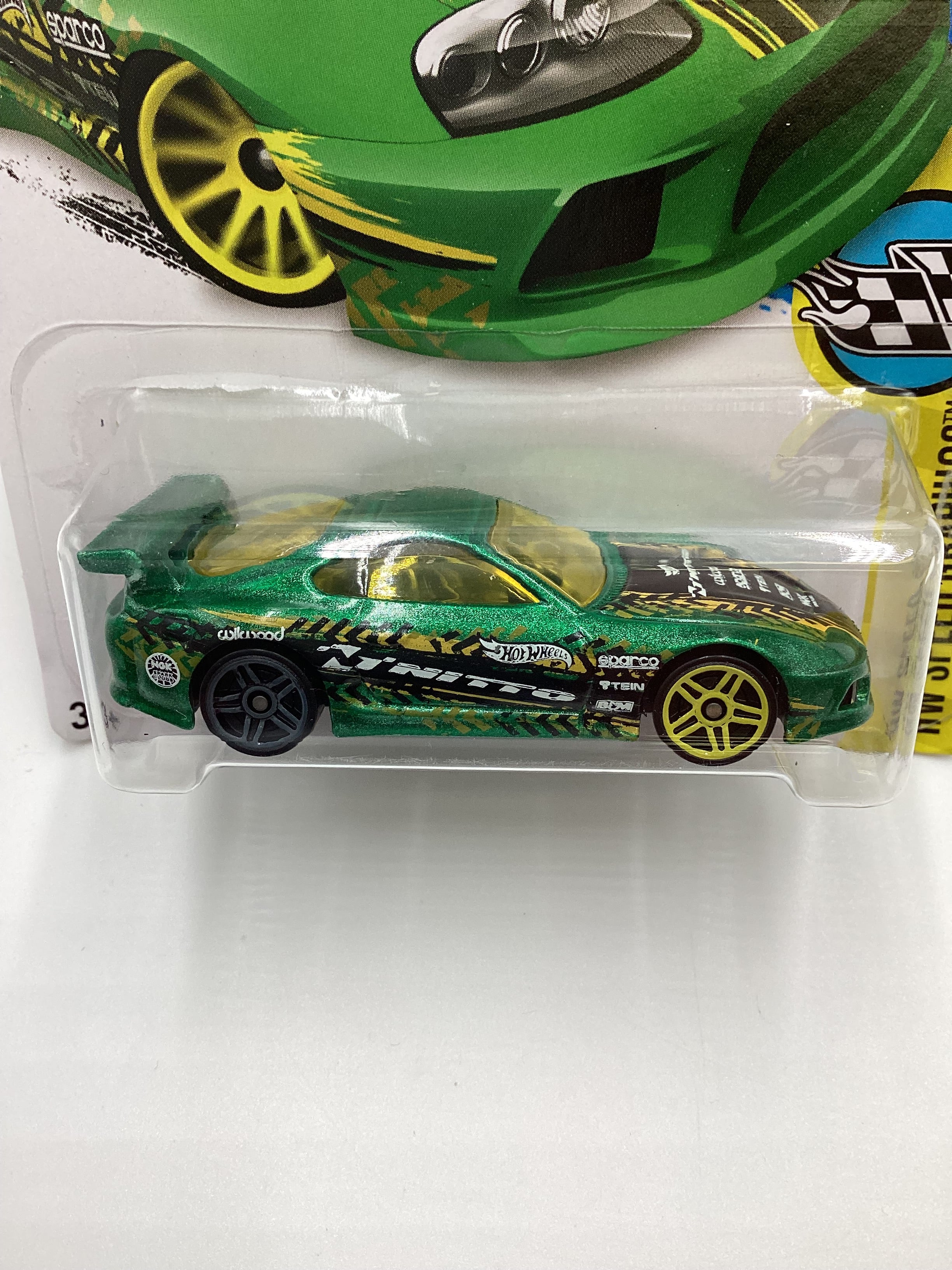 2016 Hot Wheels #177 Toyota Supra Green Nitto 93A - Image 3