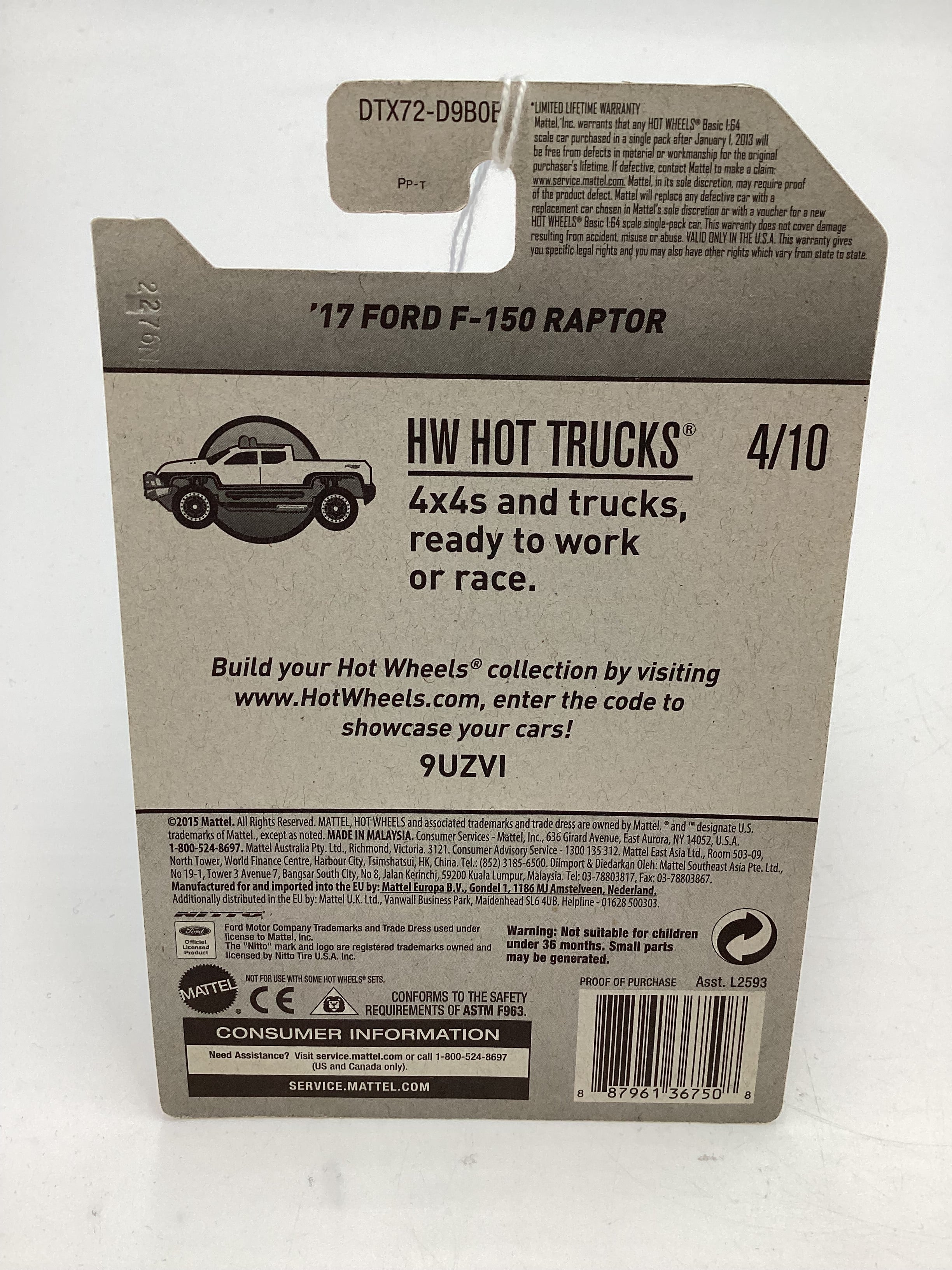 2017 Hot Wheels Hot Trucks #10 17 Ford F150 Raptor Red 33A - Image 8