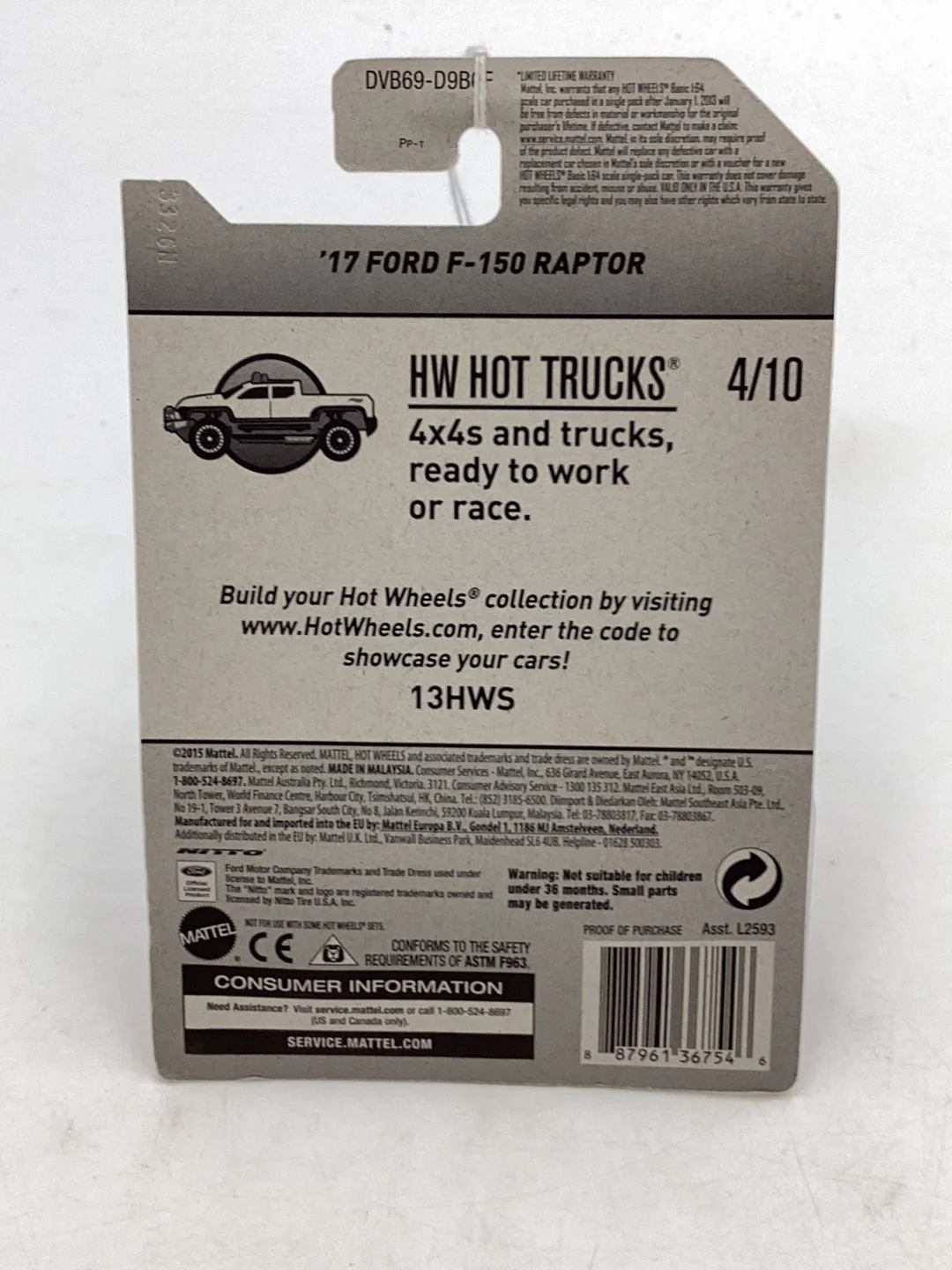 2017 Hot wheels #129 17 Ford F150 Raptor 24B - Image 7