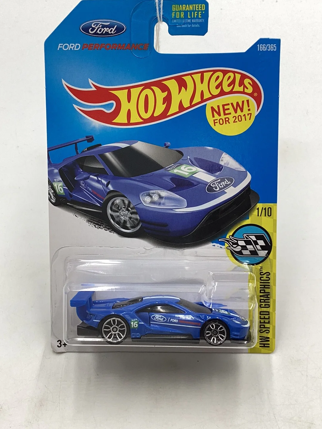 2017 Hot Wheels #166 2016 Ford GT Race has cracked blister 33C - Image 2