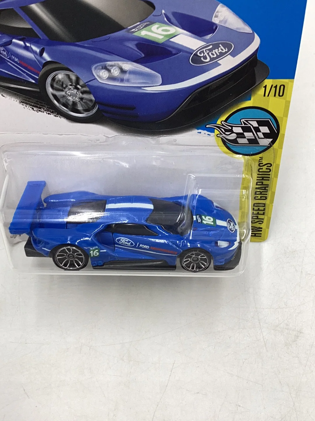 2017 Hot Wheels #166 2016 Ford GT Race has cracked blister 33C - Image 6