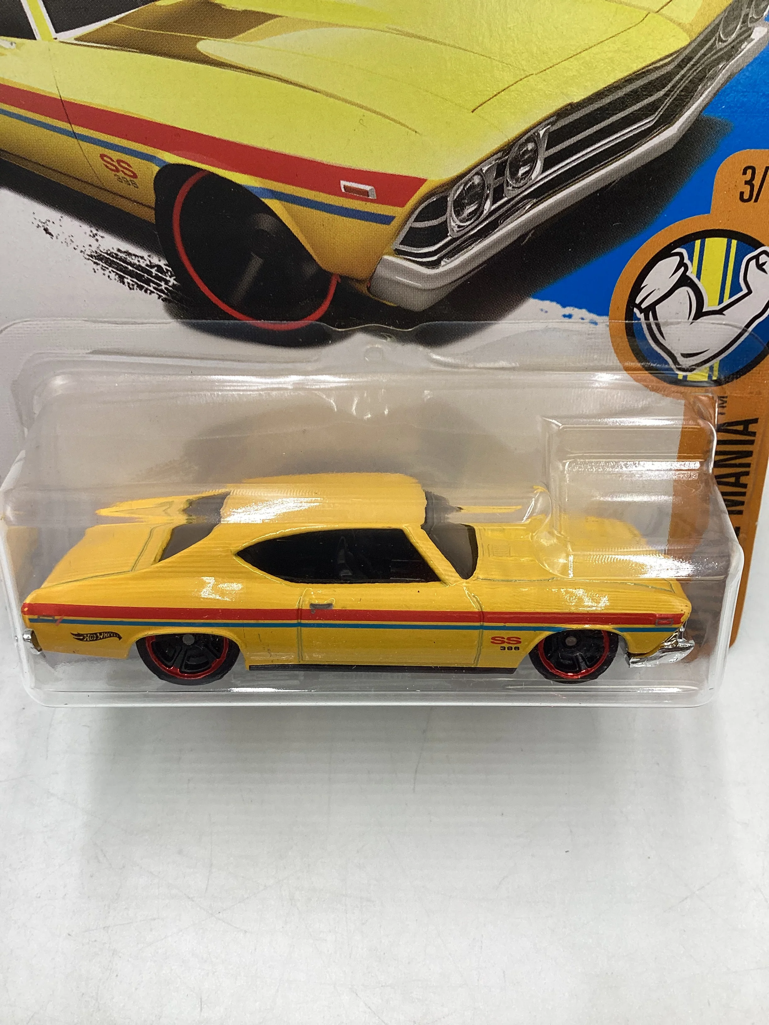 2017 Hot wheels #263 69 Chevelle SS 396 Yellow 13A - Image 3