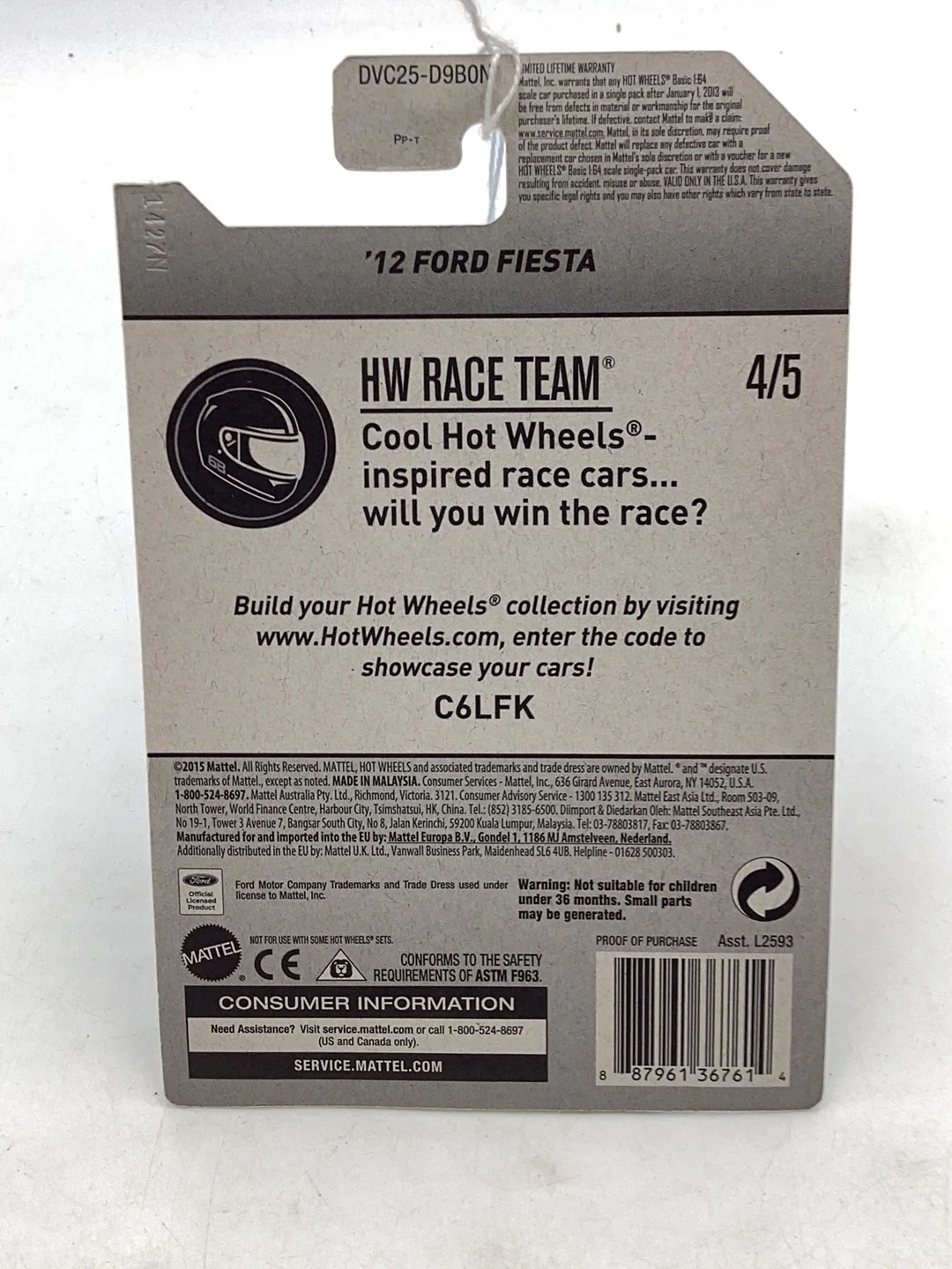 2017 hot wheels #307 12 Ford Fiesta 32F - Image 7