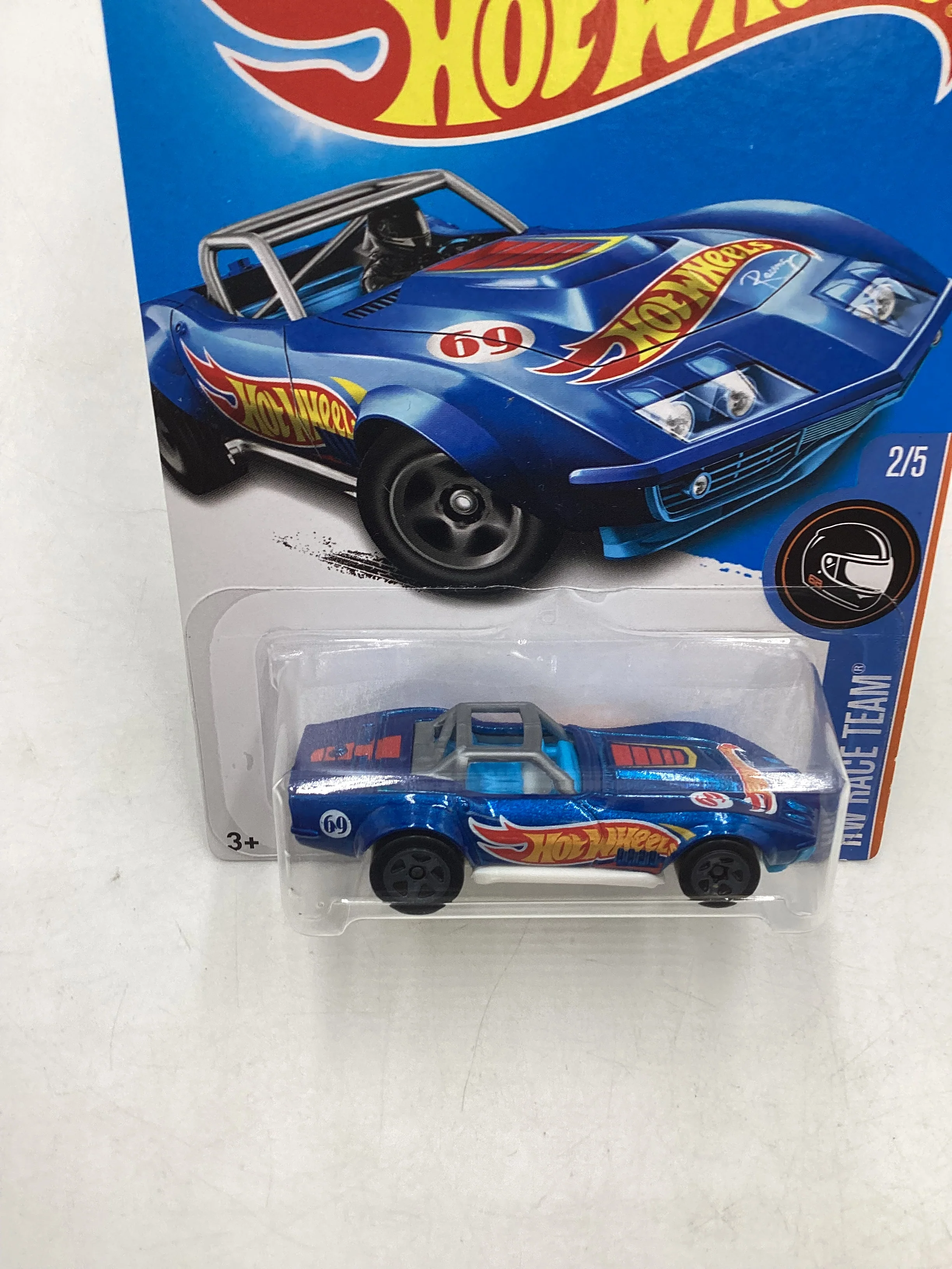 2017 Hot wheels #352 69 Corvette Racer Blue - Image 6