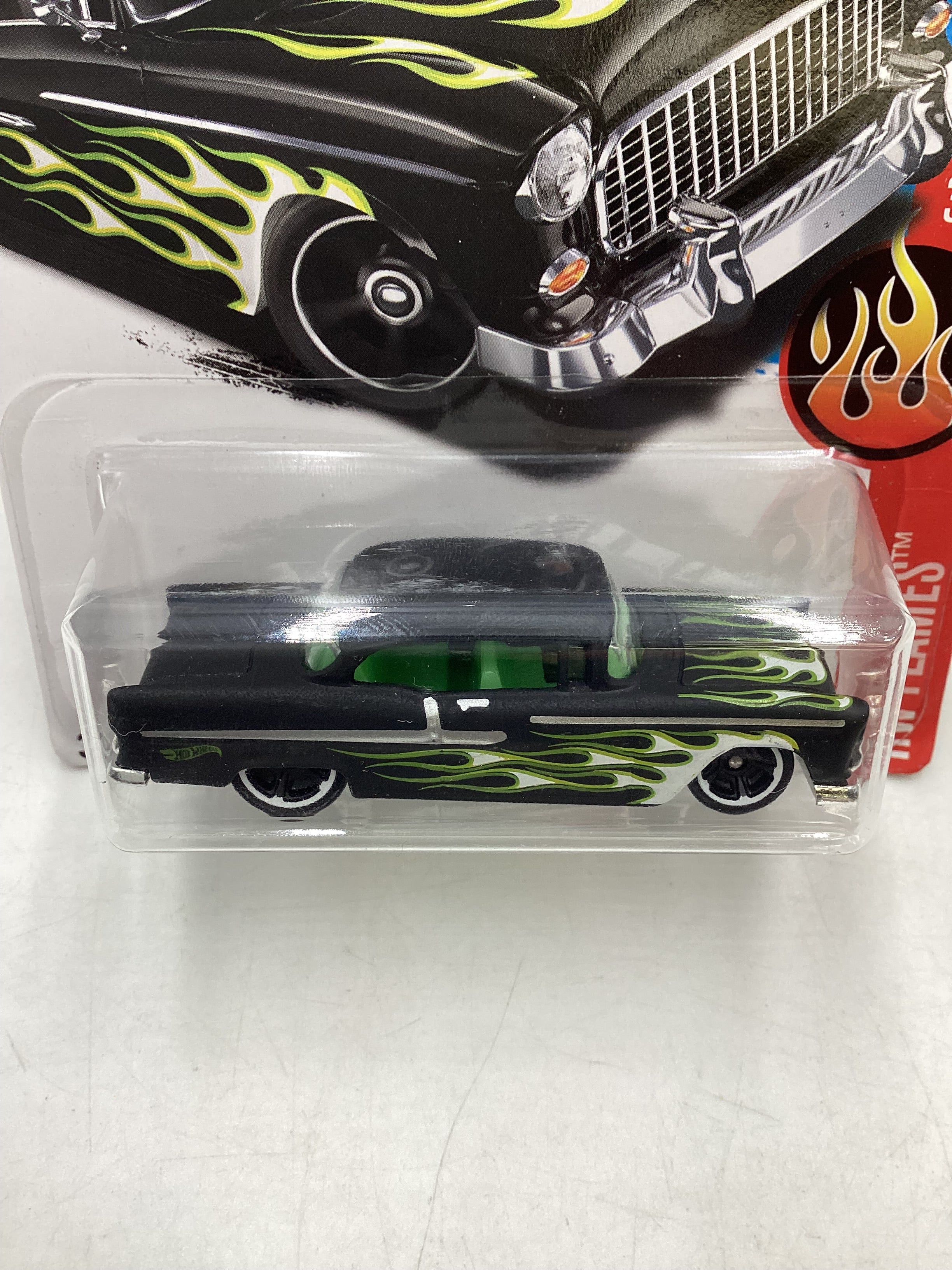 2017 Hot Wheels #83 55 Chevy Matte Black 11A - Image 3