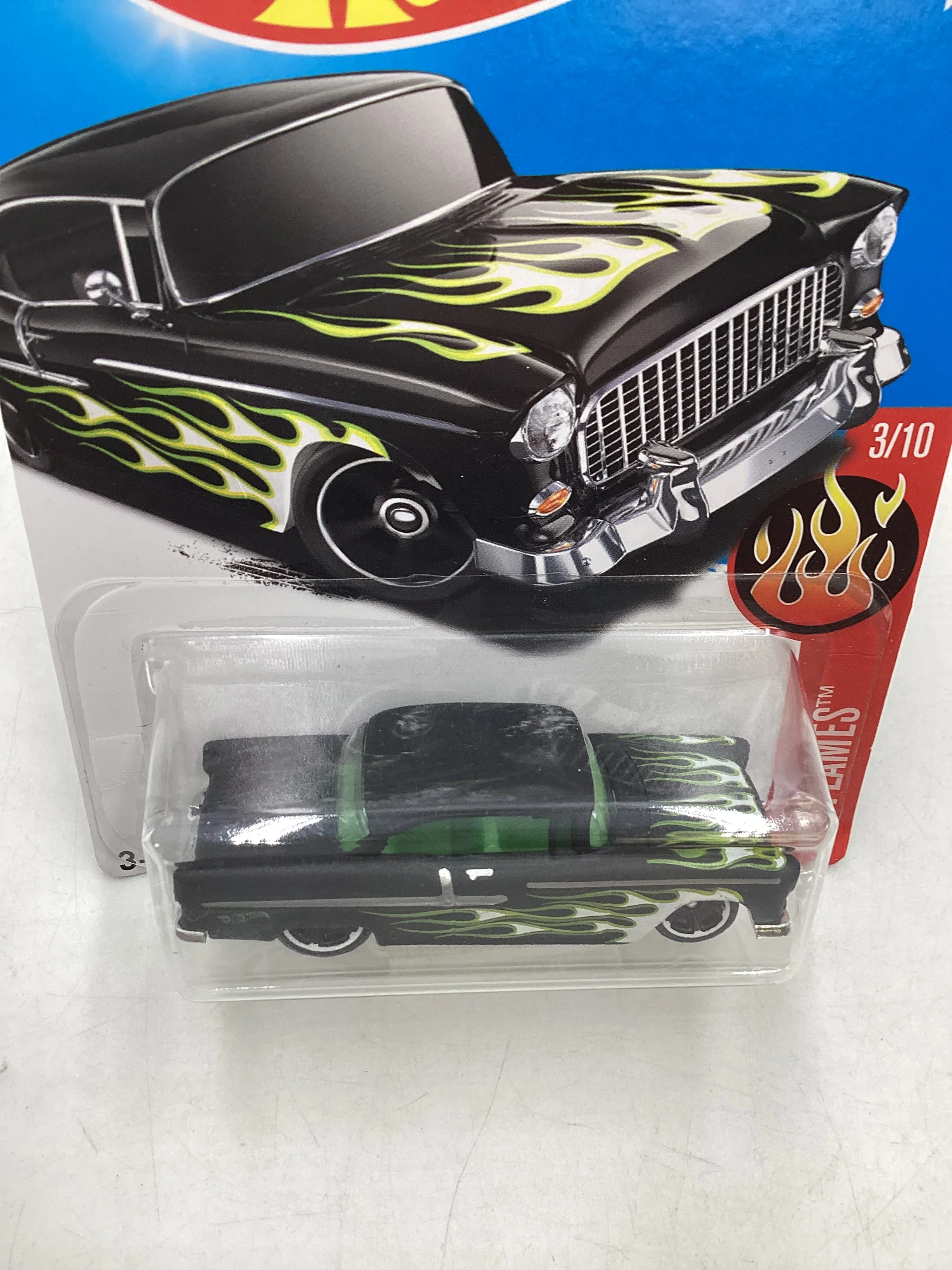 2017 Hot Wheels #83 55 Chevy Matte Black 11A - Image 6