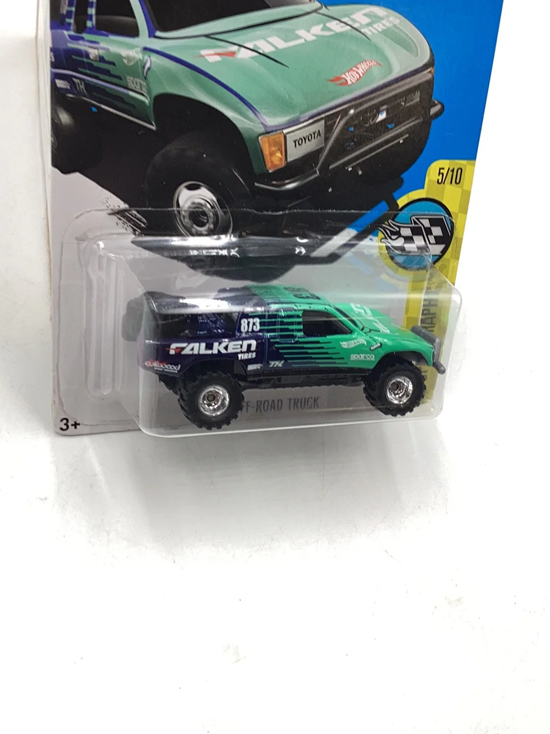 2017 hot wheels super treasure hunt Toyota Off-Road Truck Falken W/Protector - Image 3