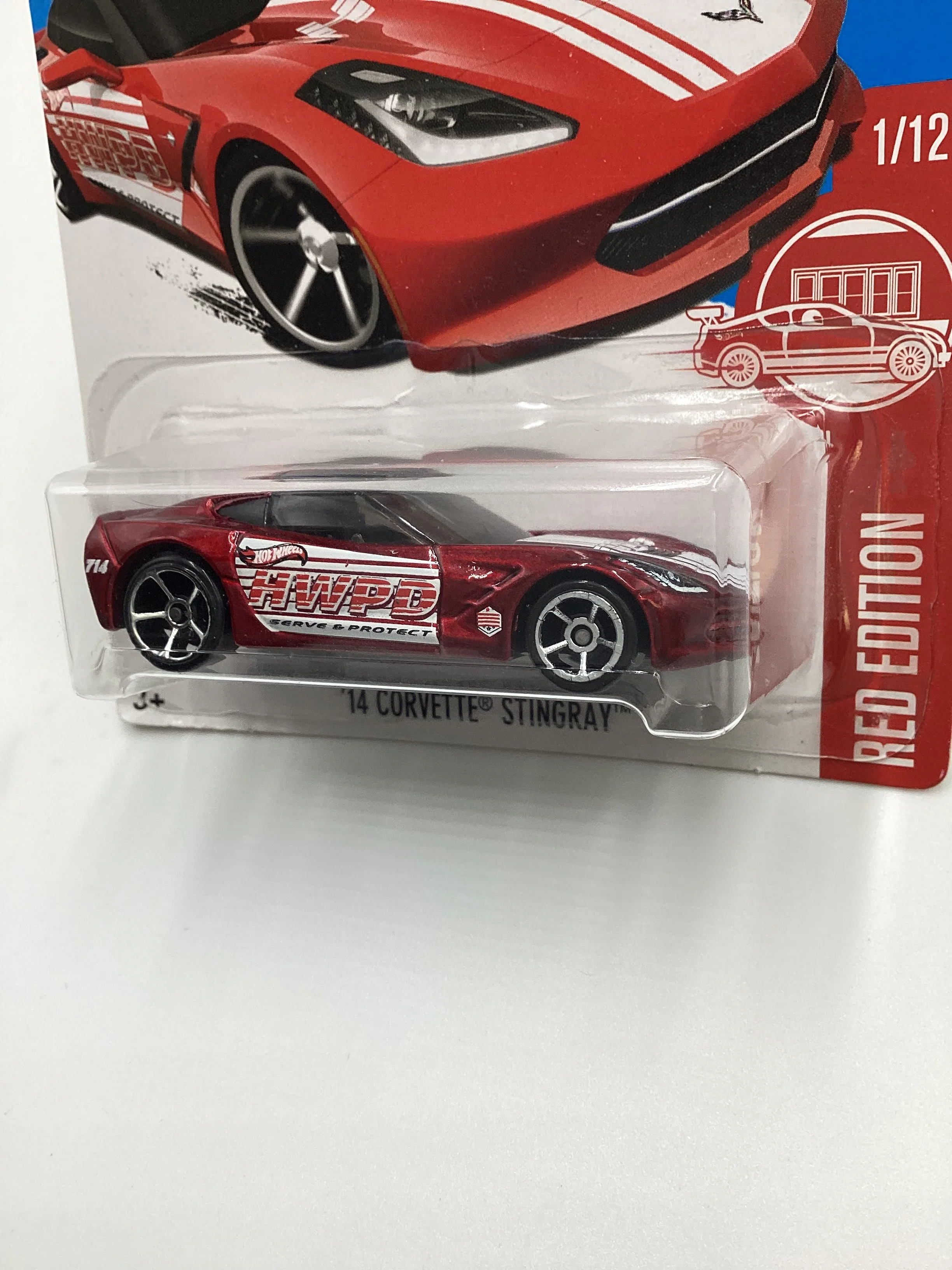2017 Hot Wheels Target Red Edition #1 14 Corvette Stingray Red Cracked Blister 145G - Image 4