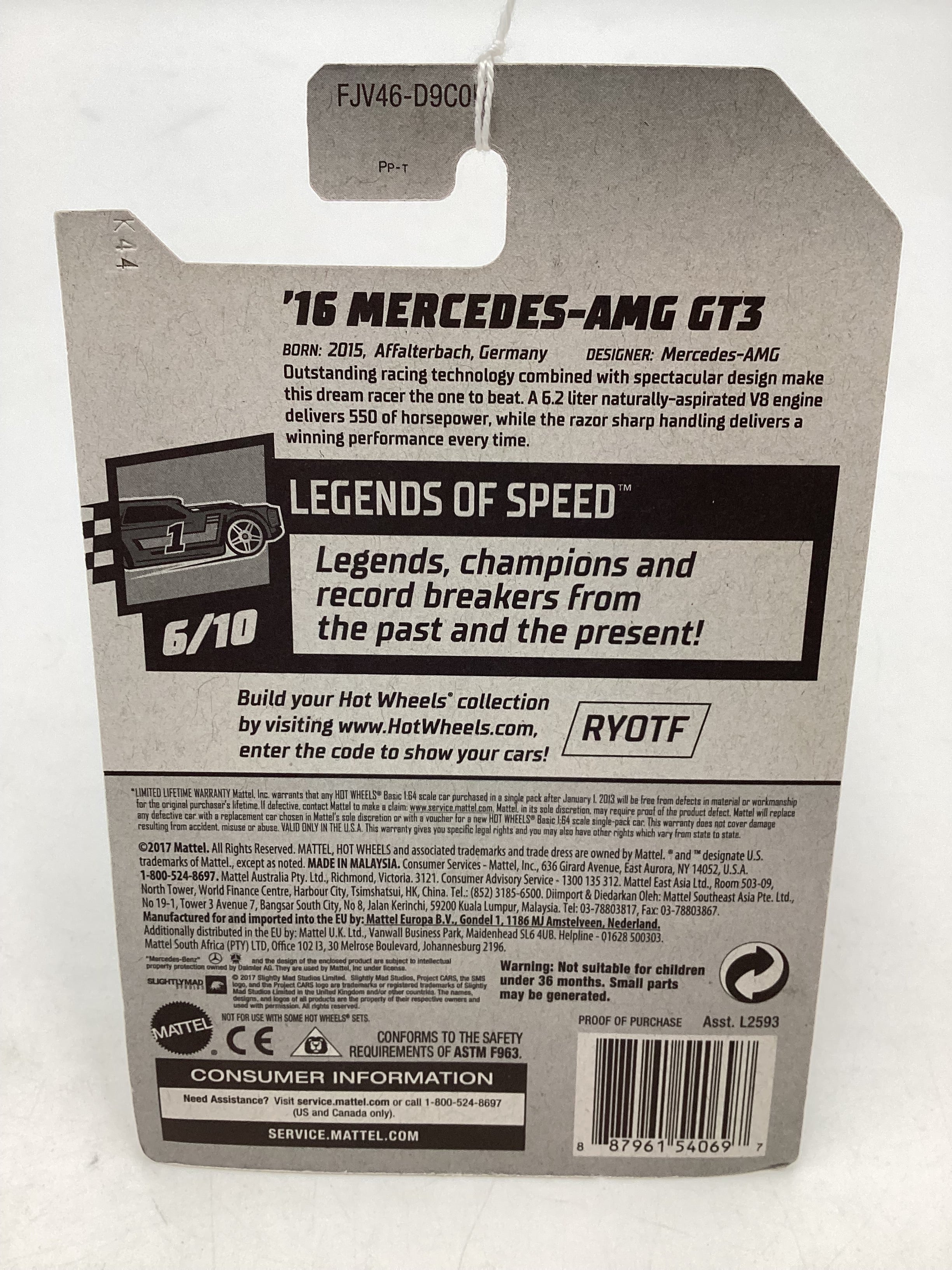 2018 Hot Wheels #072 16 Mercedes AMG GT3 91D - Image 6