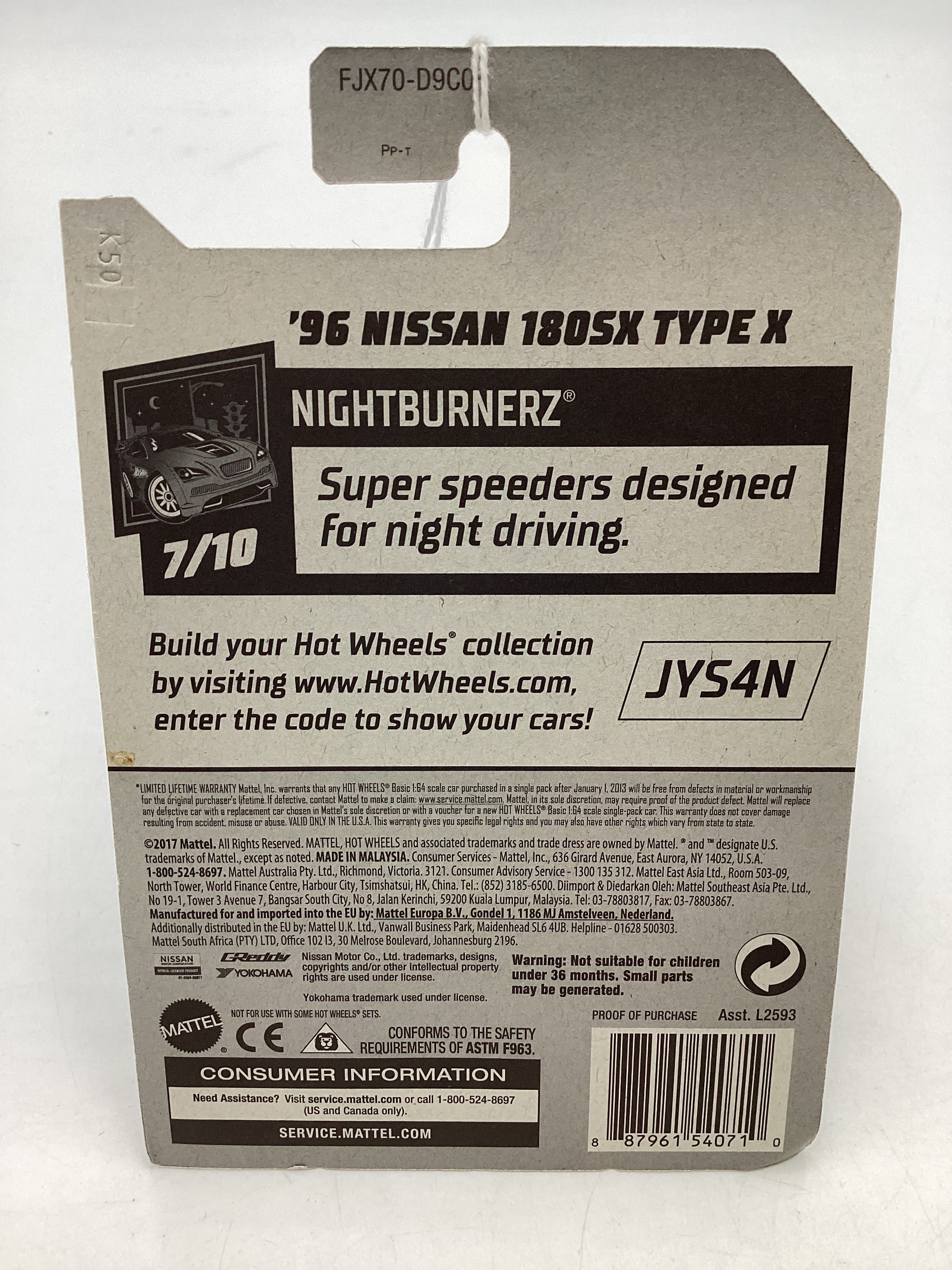 2018 Hot Wheels #091 96 Nissan 180SX Type X 82E - Image 7