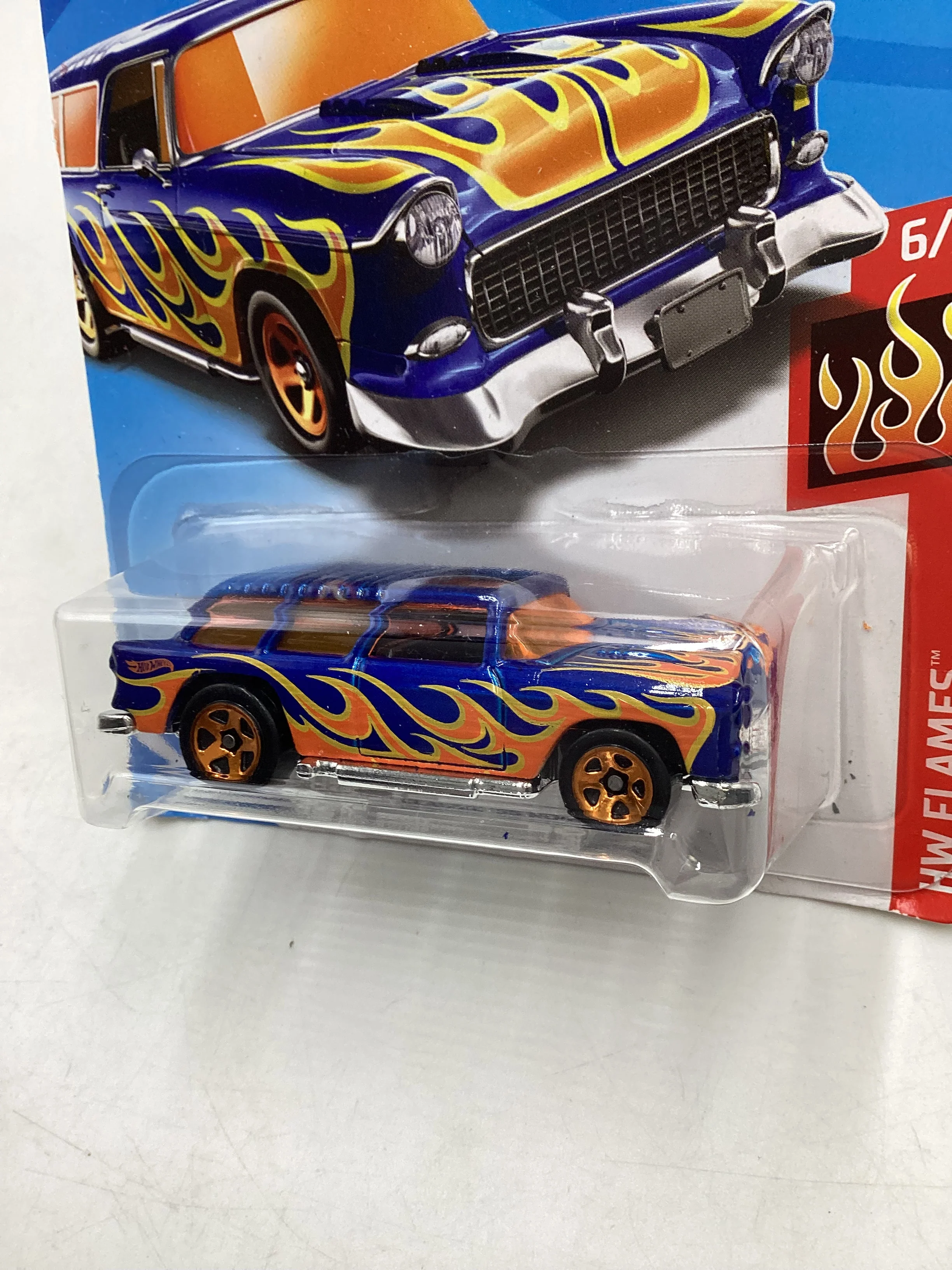 2018 Hot Wheels #146 Blue Classic 55 Nomad 6E - Image 4