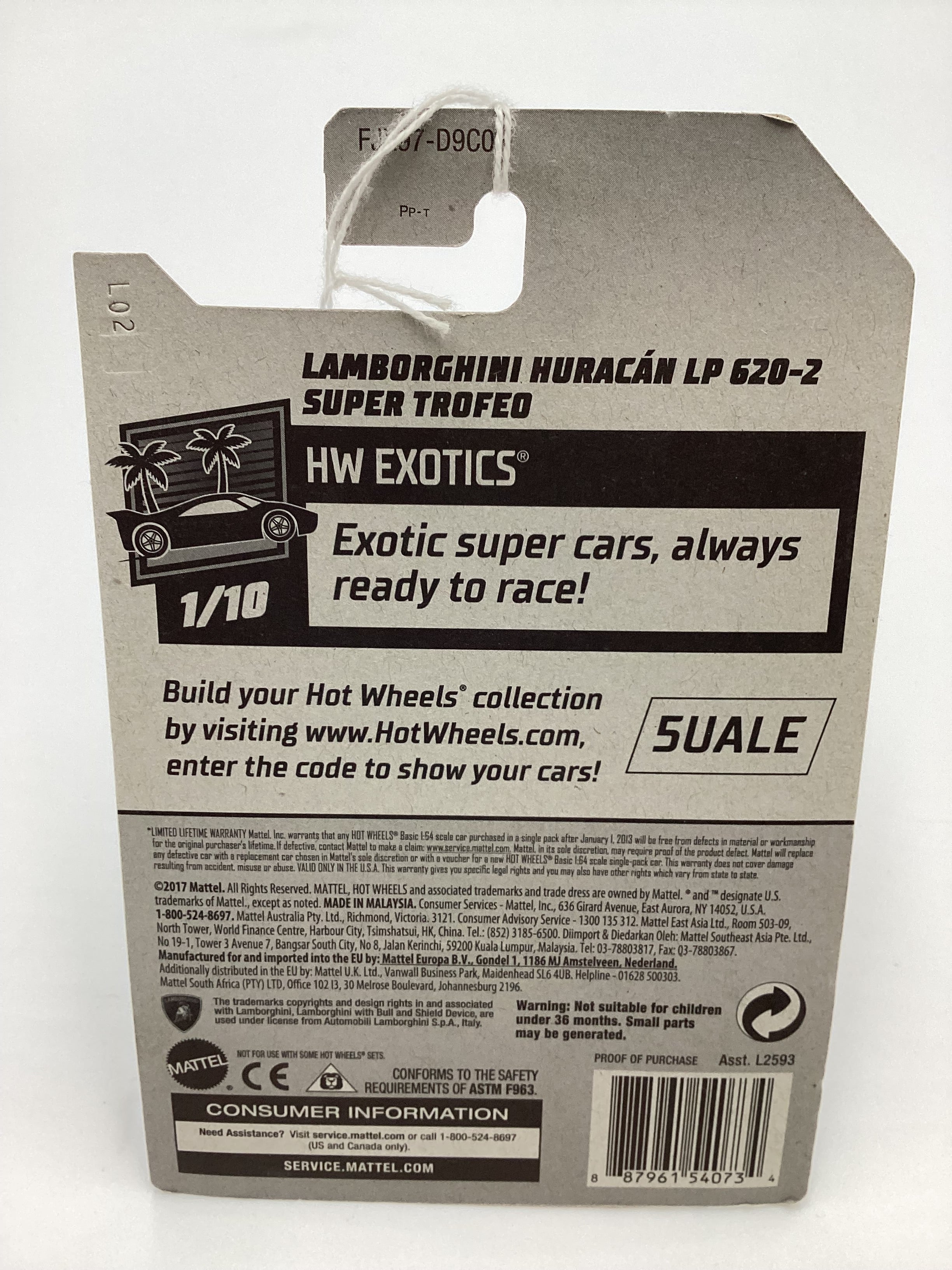 2018 Hot Wheels #150 Lamborghini Huracan LP 620-2 Super Trofeo White 101C - Image 7