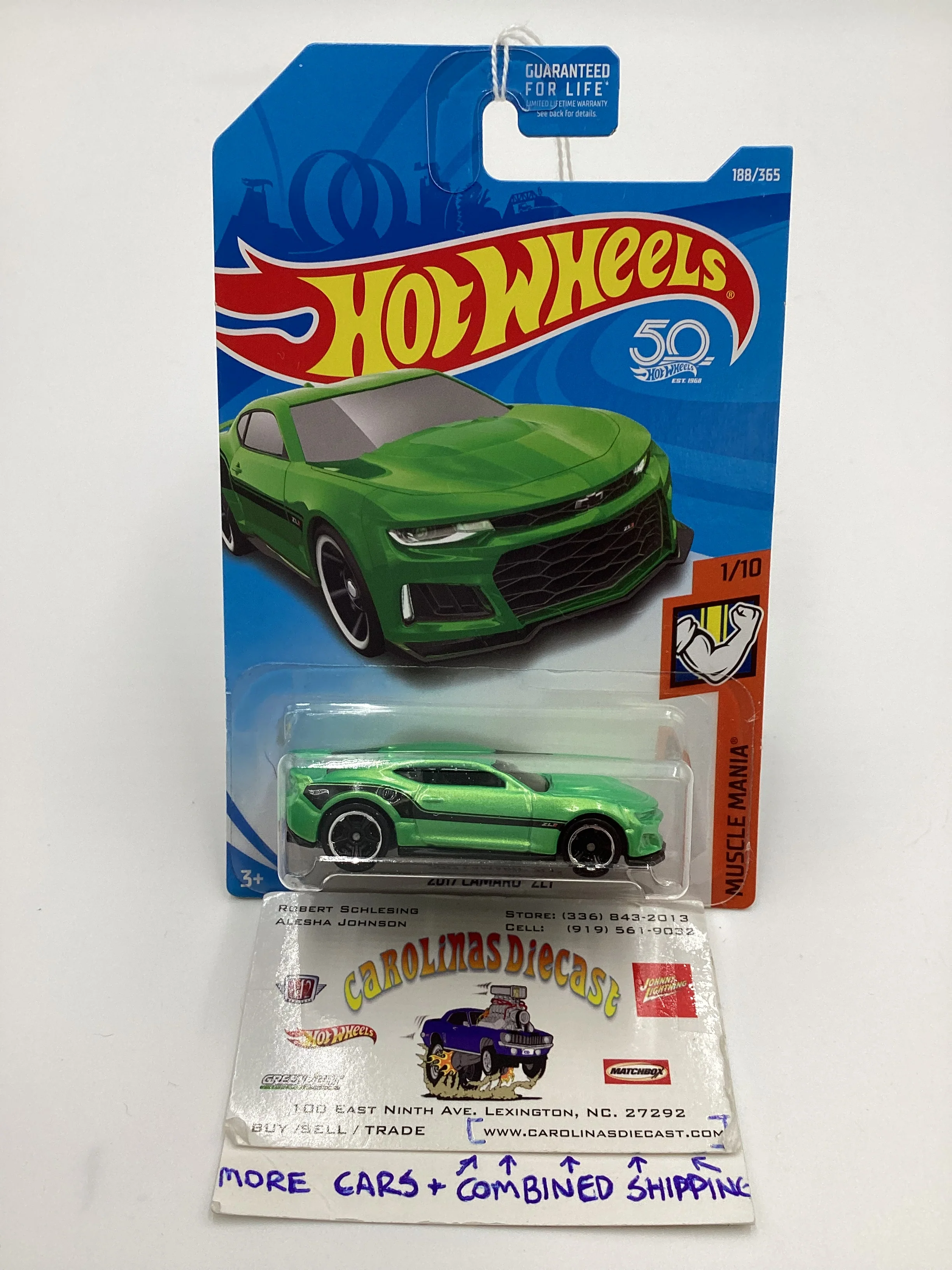 2018 Hot Wheels #188 2017 Camaro ZL1 Green 14A