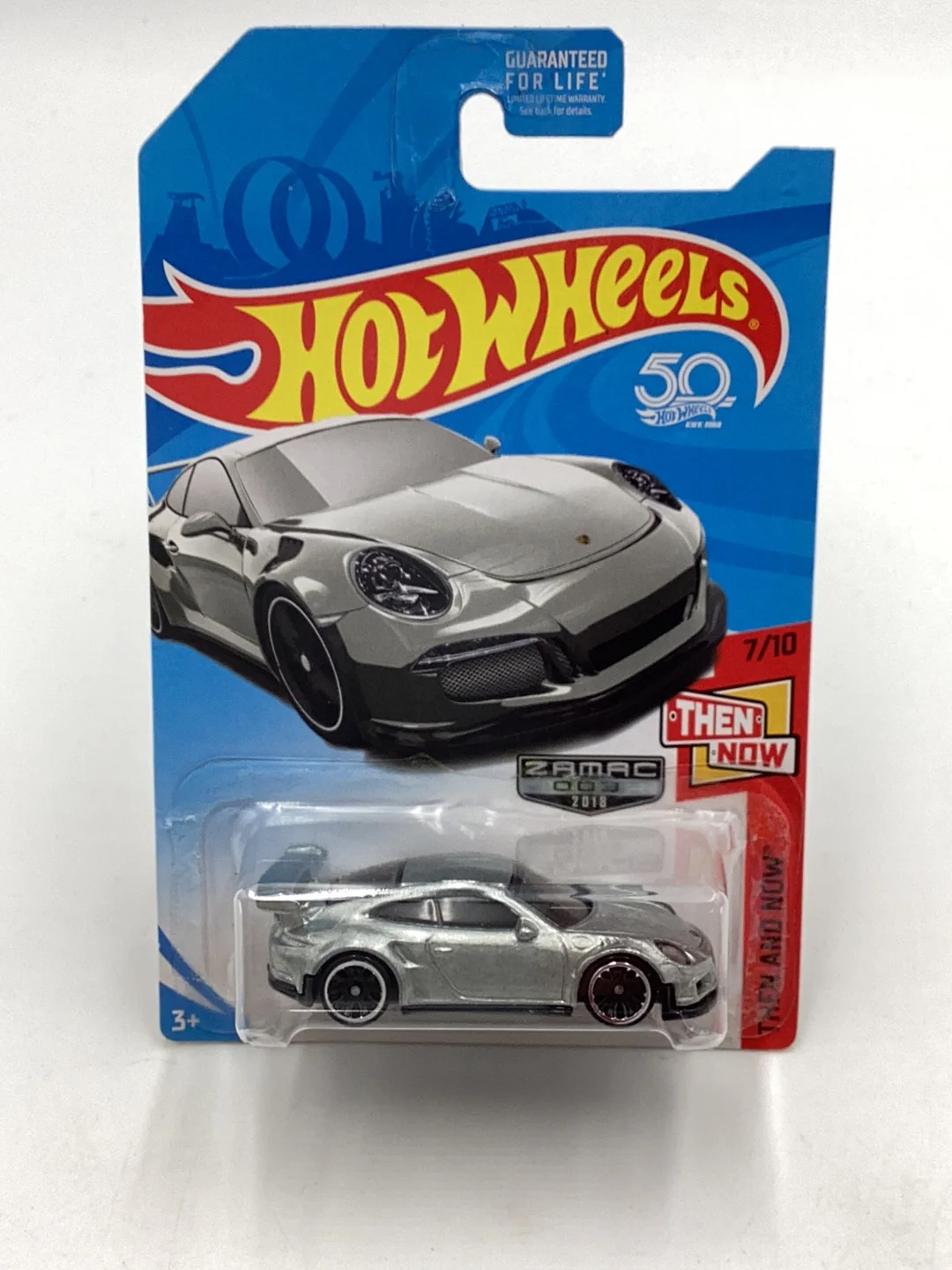 2018 Hot Wheels #196 Porsche 911 GT3 RS Zamac #3 W/ protector - Image 2