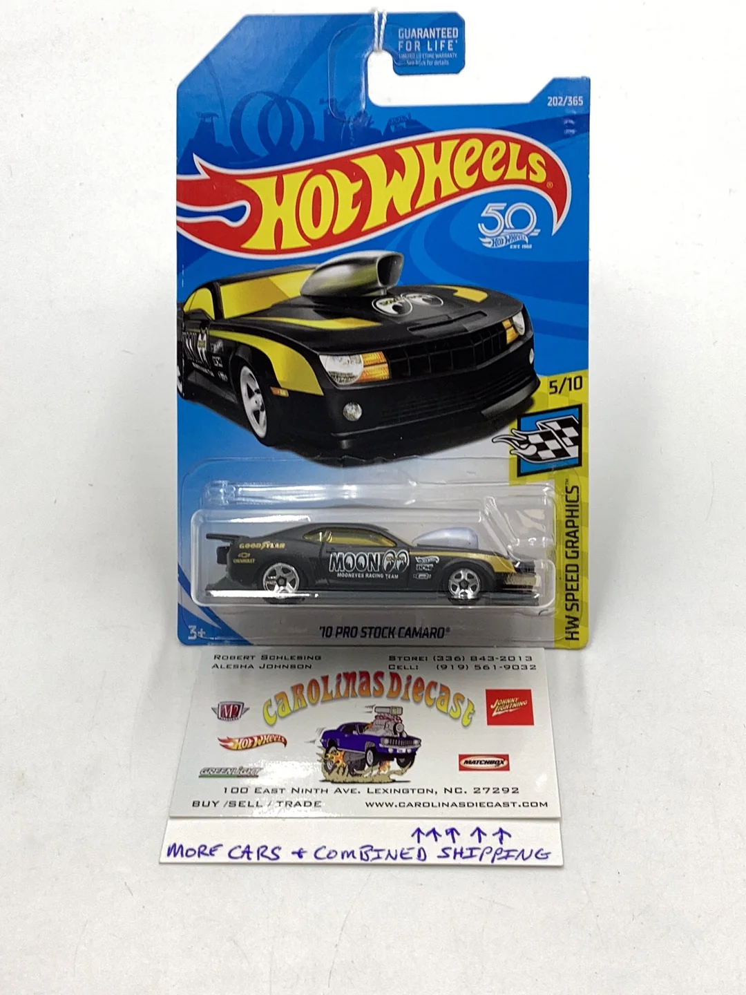 2018 Hot Wheels #202 10 Pro Stock Camaro Mooneyes Black 1C